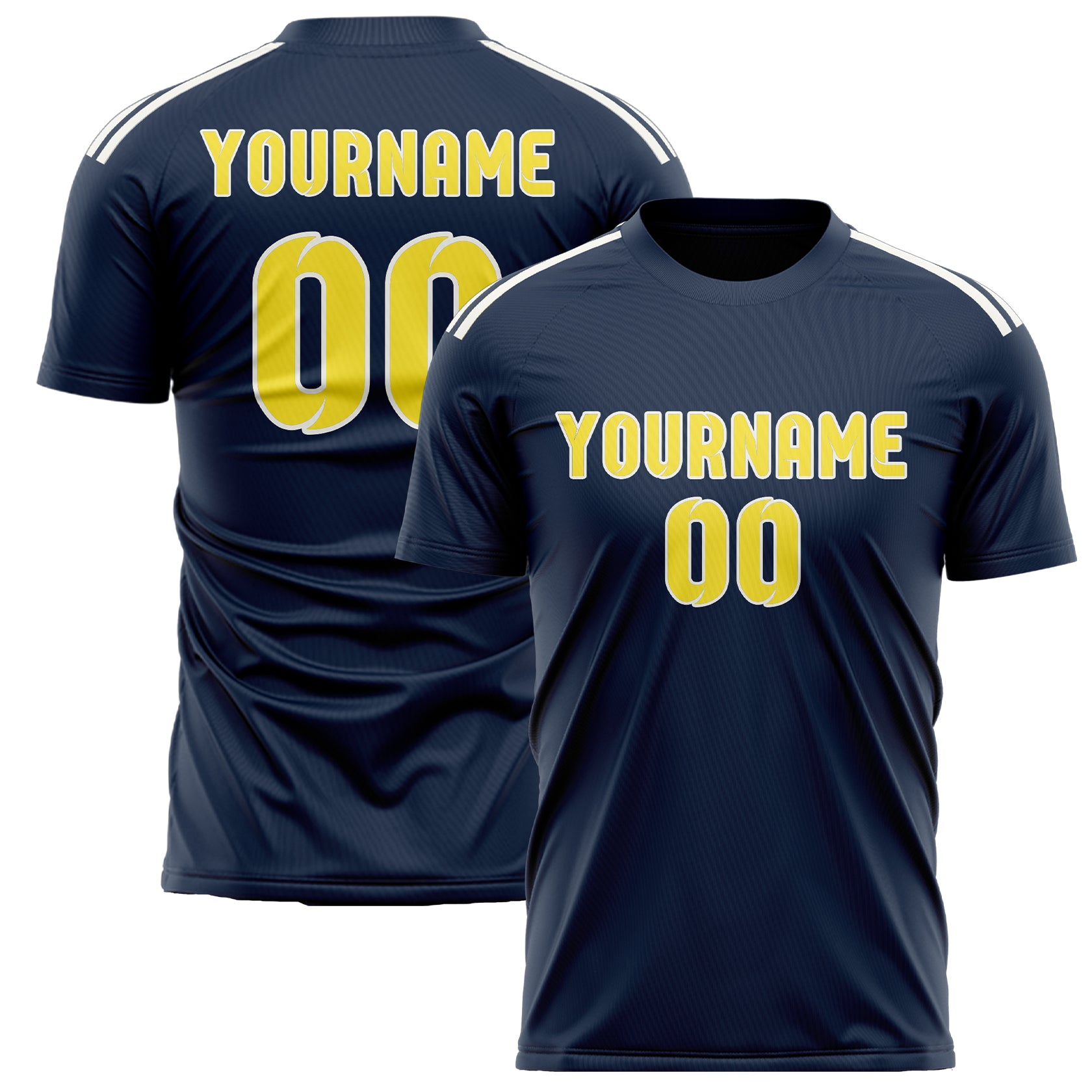 Custom Blue Light Yellow Soccer Jersey
