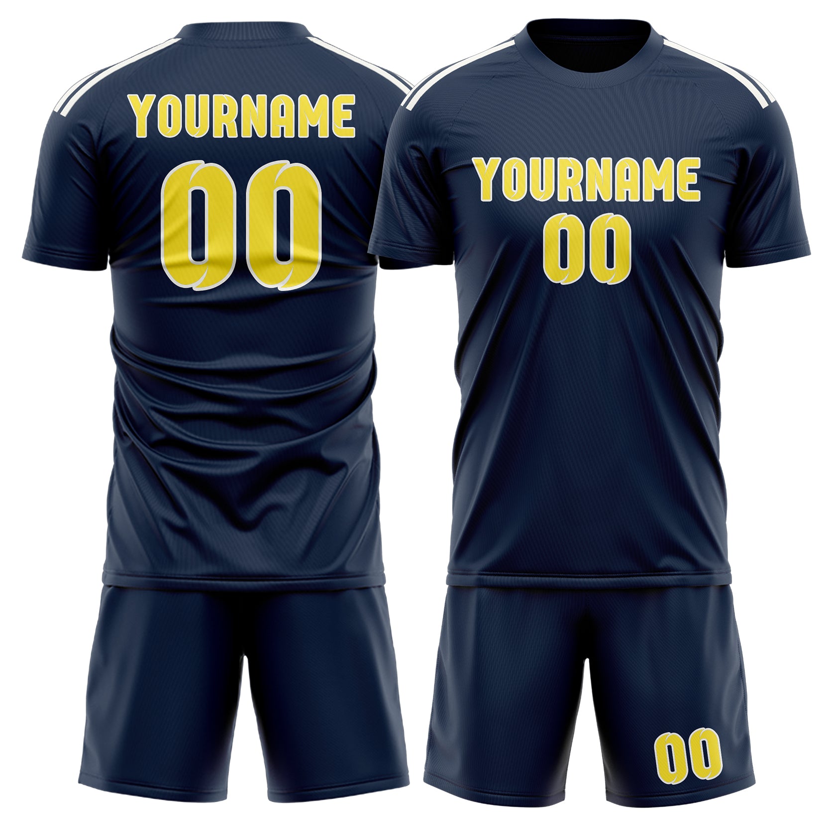 Custom Blue Light Yellow Soccer Set