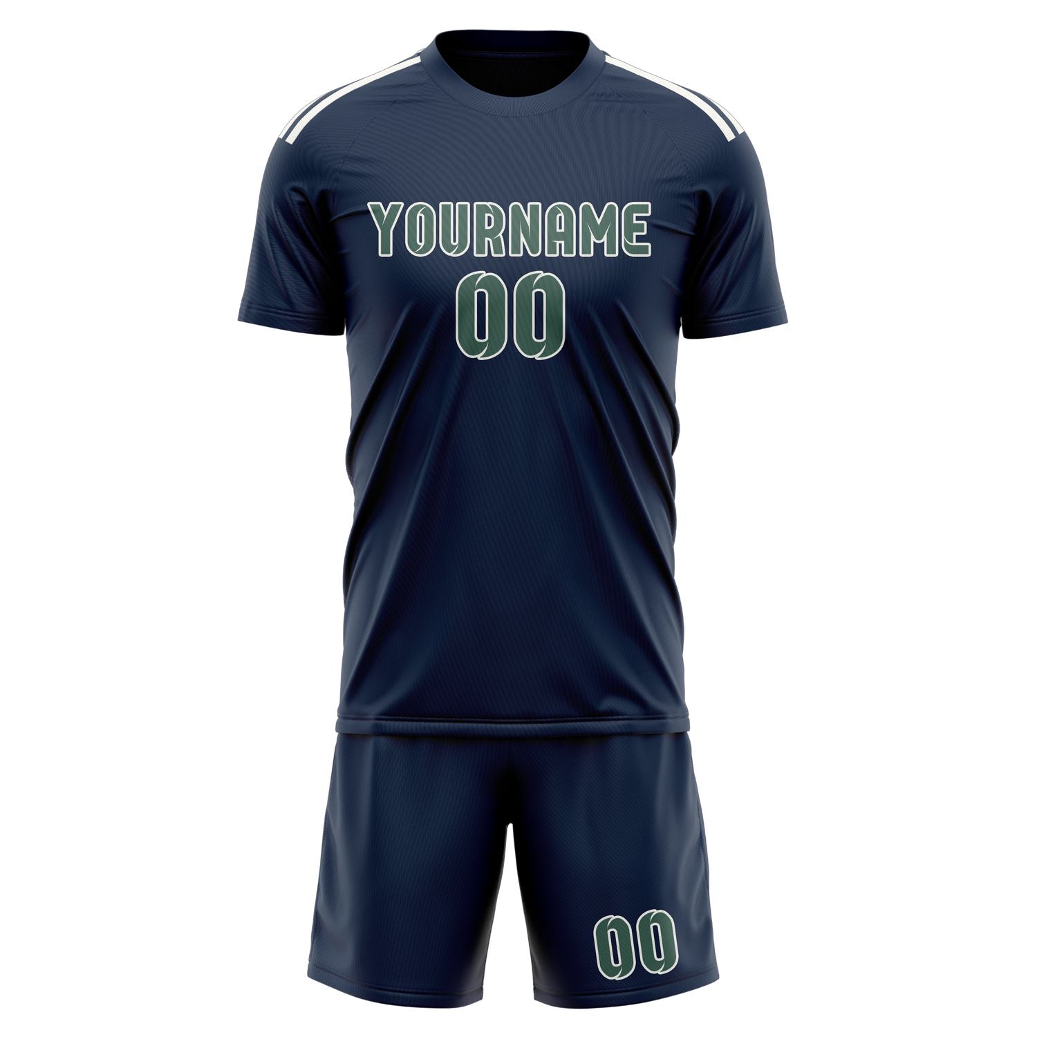 Custom Blue Blue Green Soccer Set