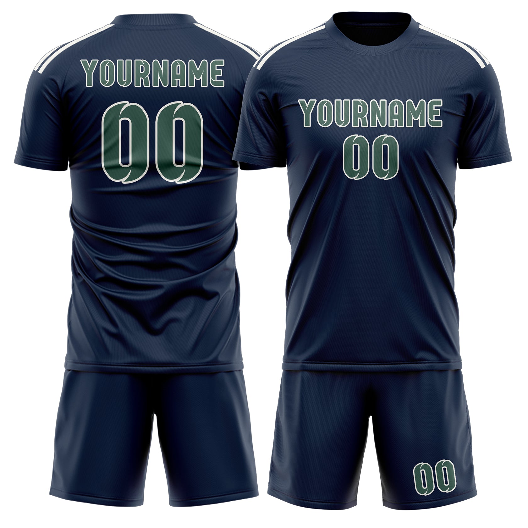 Custom Blue Blue Green Soccer Set