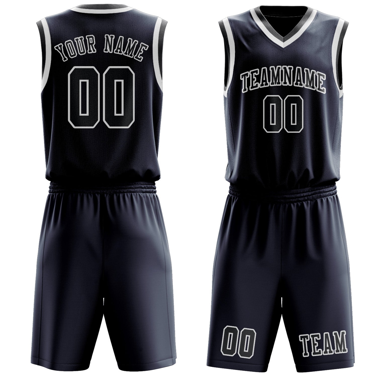 Custom Blue Dark Grey Basketball Set