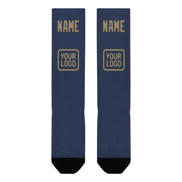 Custom Blue Light Khaki Knee-High Sock