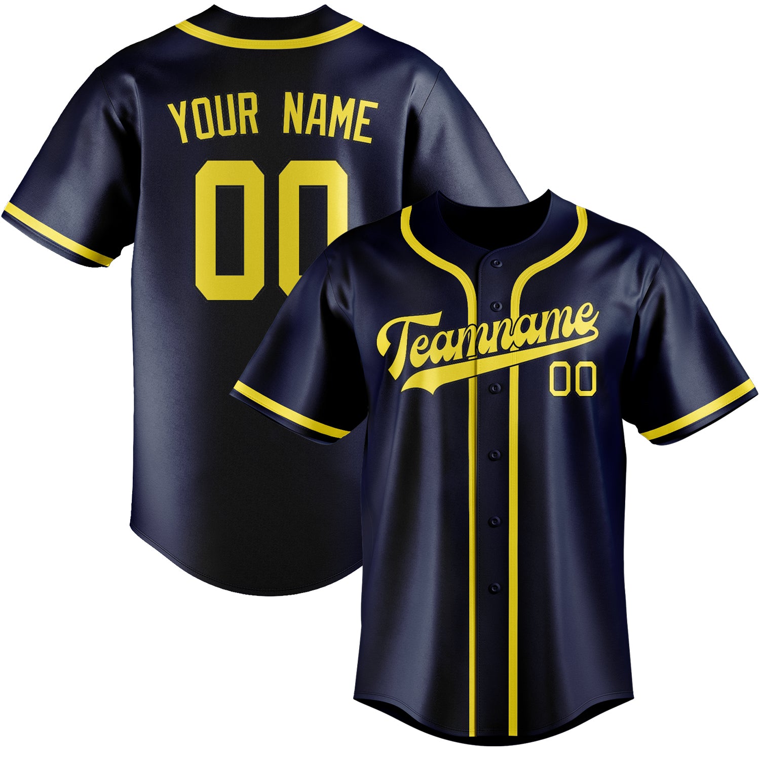 Custom Blue Light Yellow Baseball Jersey