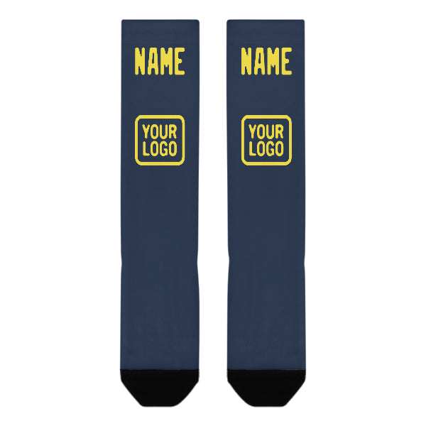 Custom Blue Light Yellow Knee-High Sock