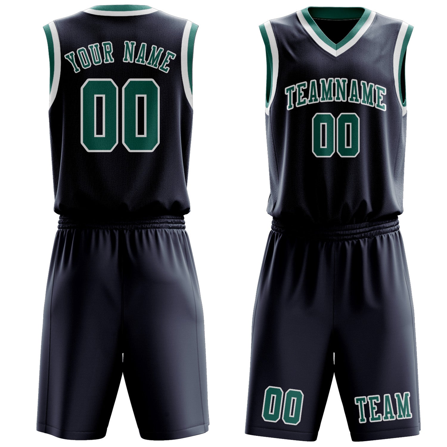 Custom Blue Blue Green Basketball Set