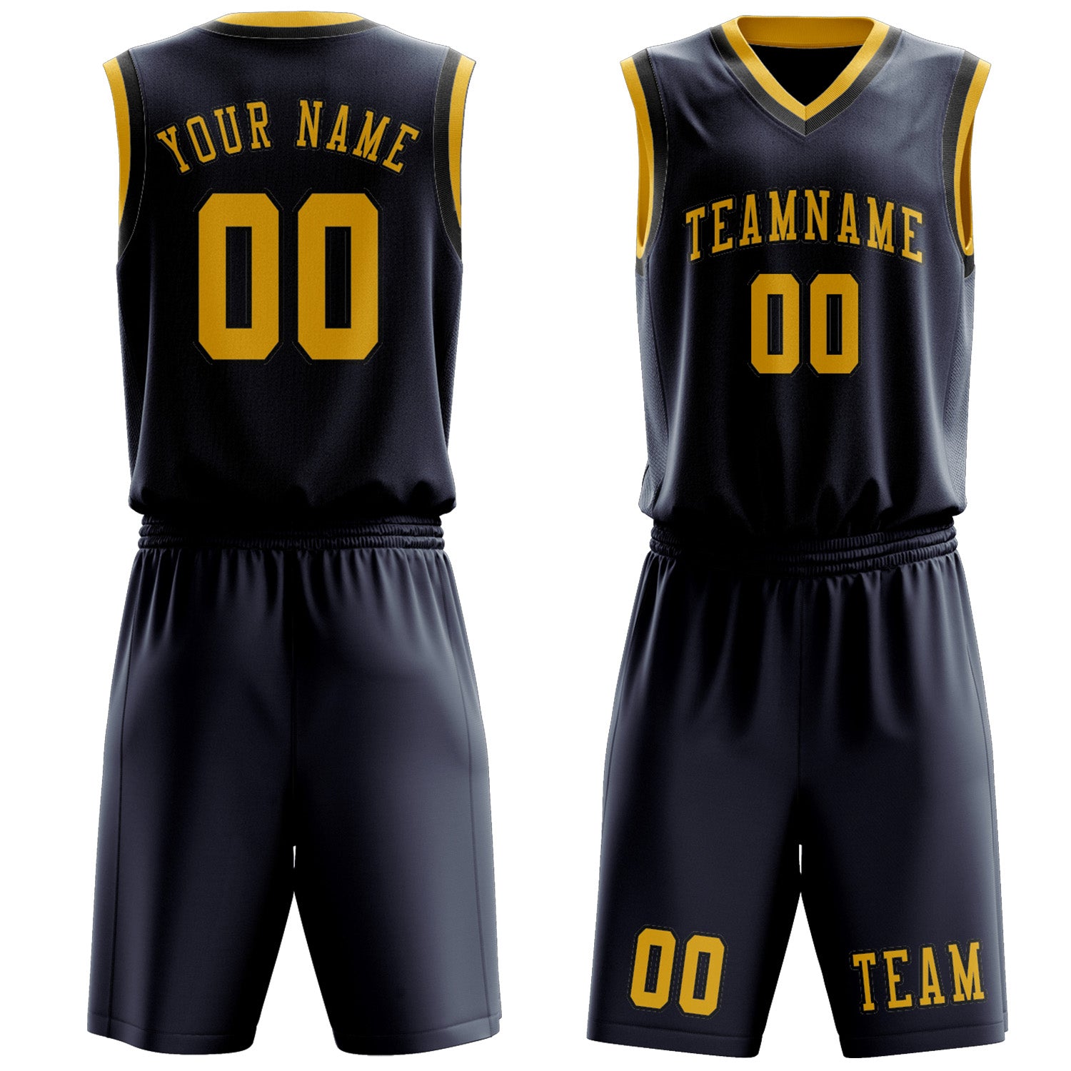 Custom Blue Gold Basketball Set