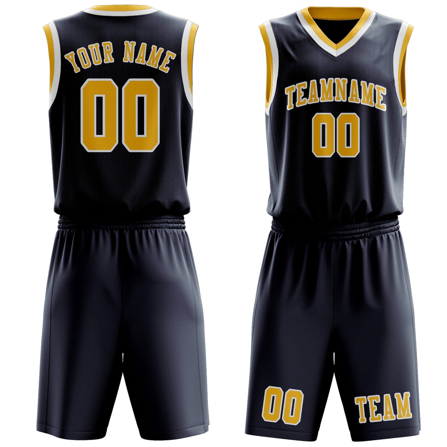Custom Blue Gold Basketball Set
