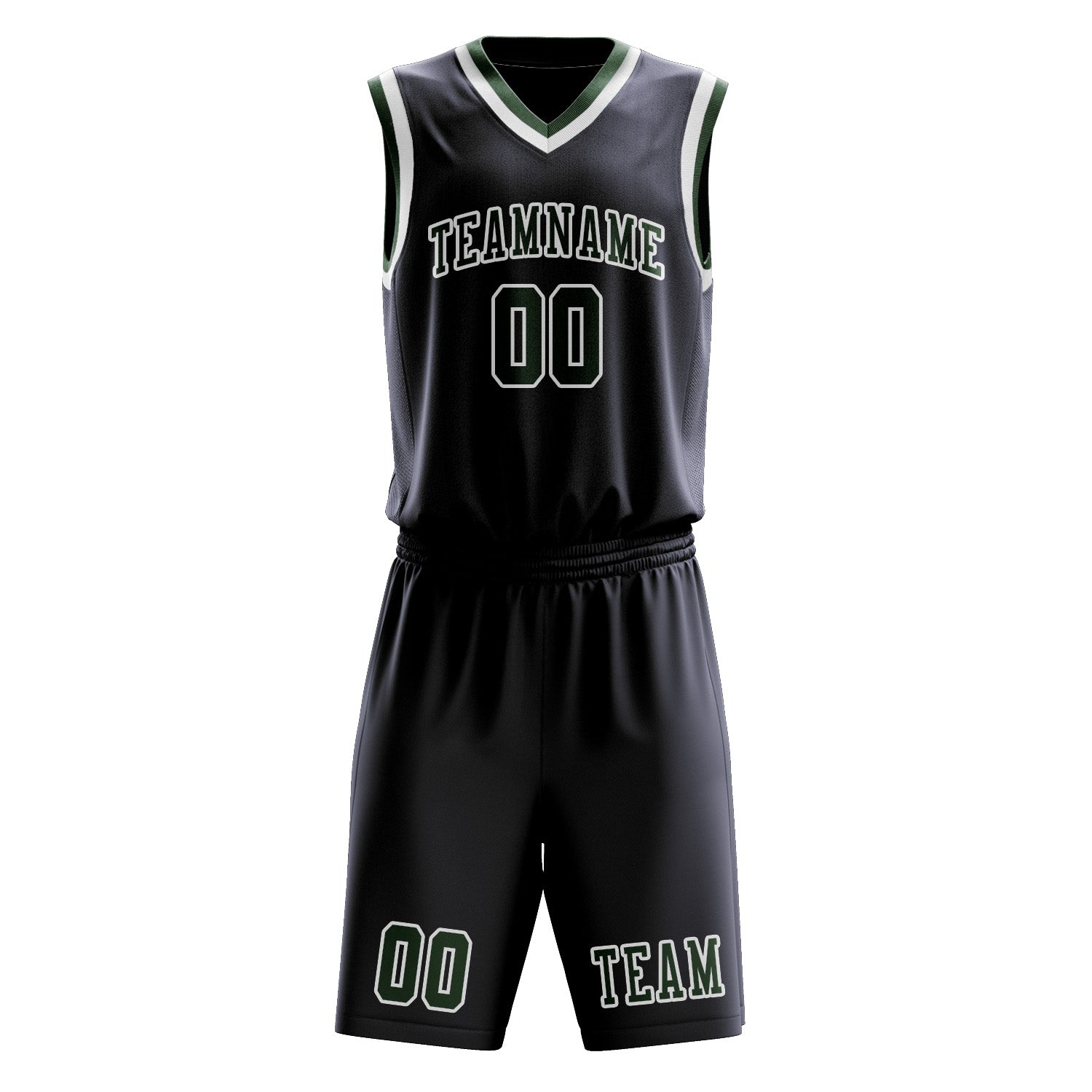 Custom Navy Dark Green Basketball Set