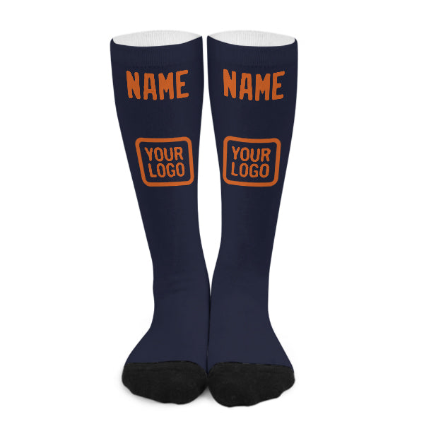 Custom Navy Orange Knee-High Sock