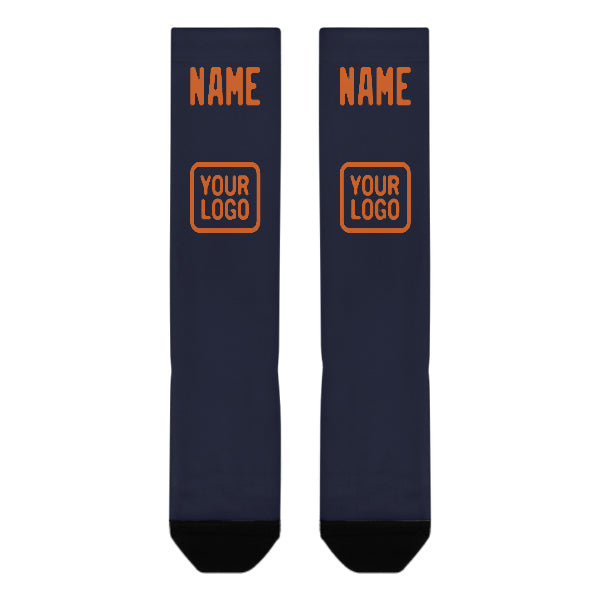 Custom Navy Orange Knee-High Sock