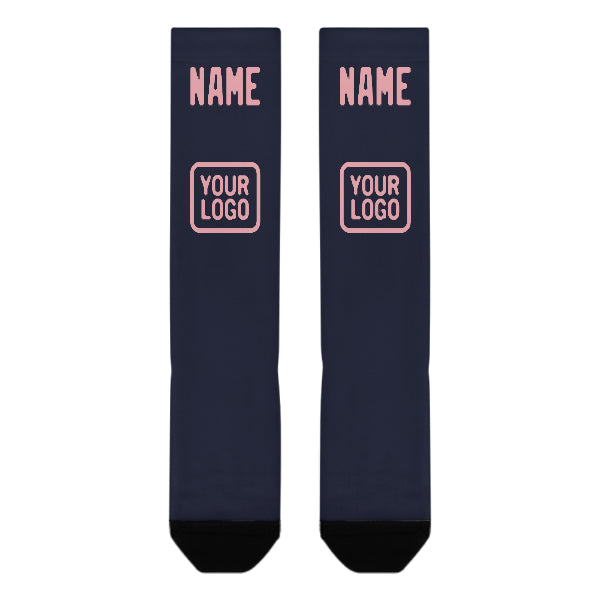 Custom Navy Light Pink Knee-High Sock
