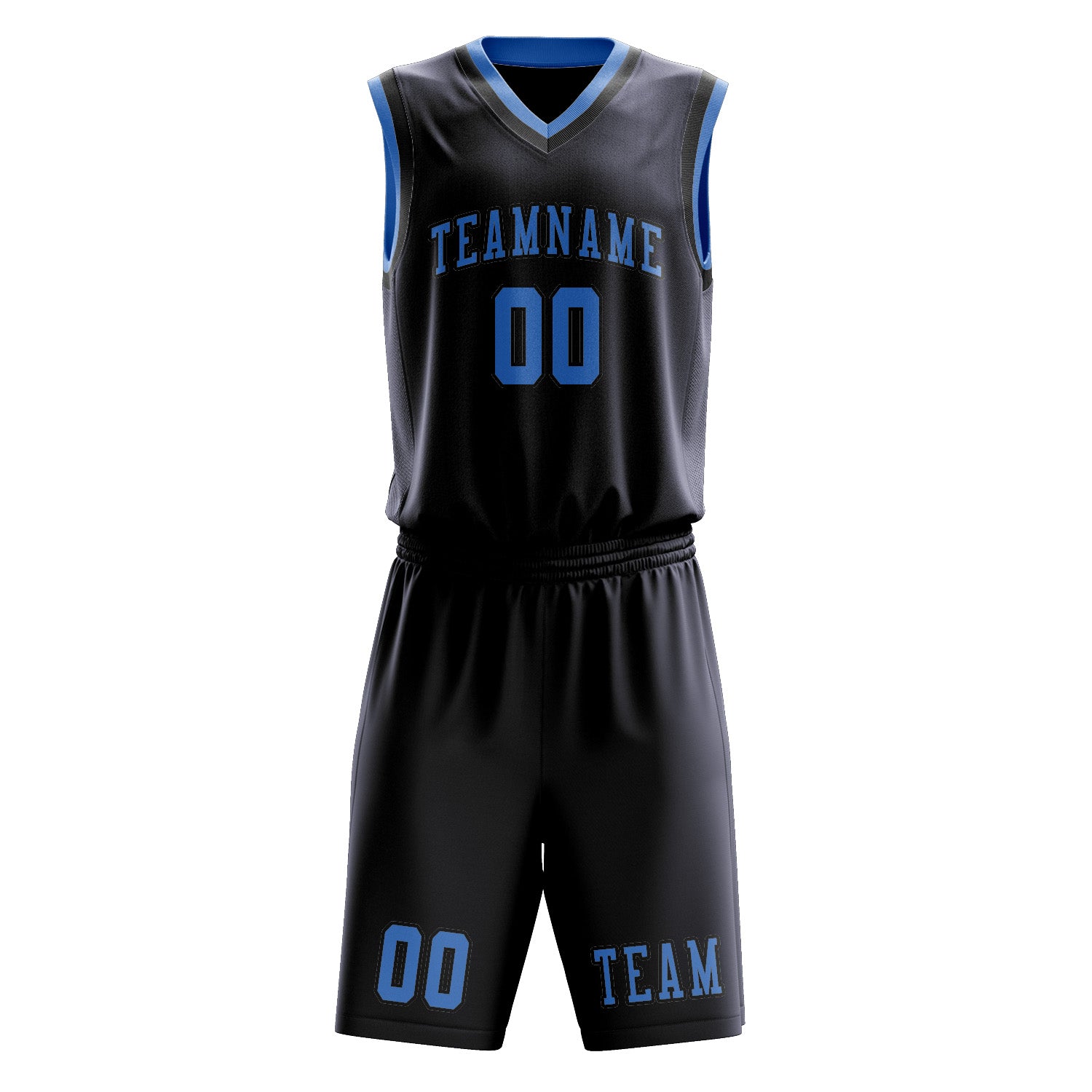 Custom Navy Light Blue Basketball Set