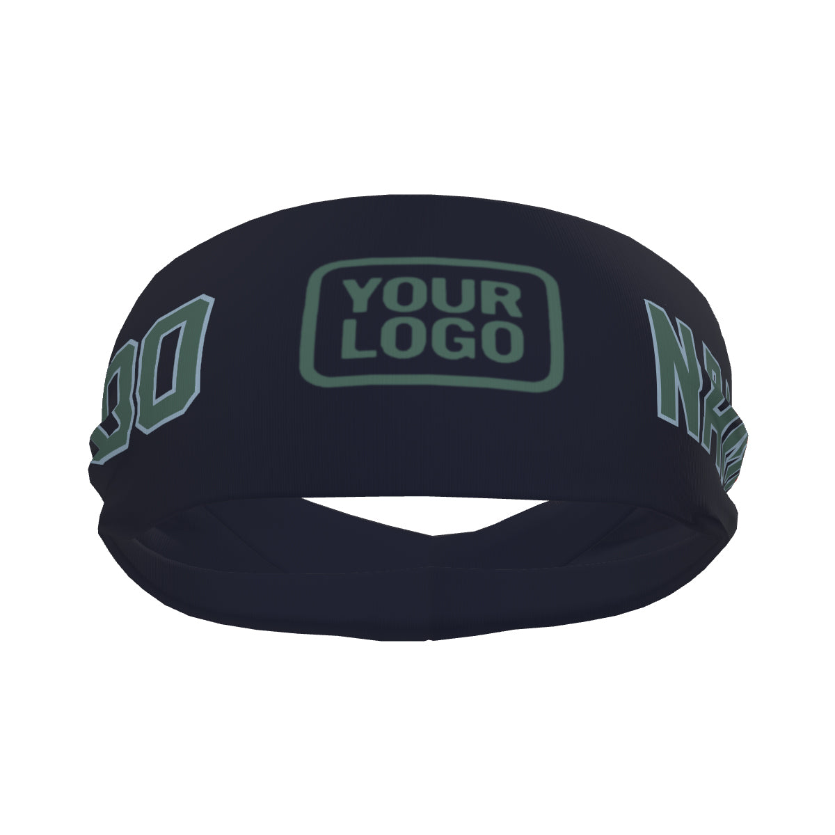 Custom Navy Blue Green Sports headband