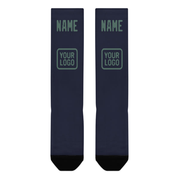 Custom Navy Blue Green Knee-High Sock