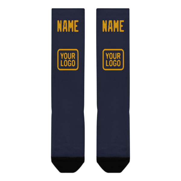 Custom Navy Yellow Knee-High Sock