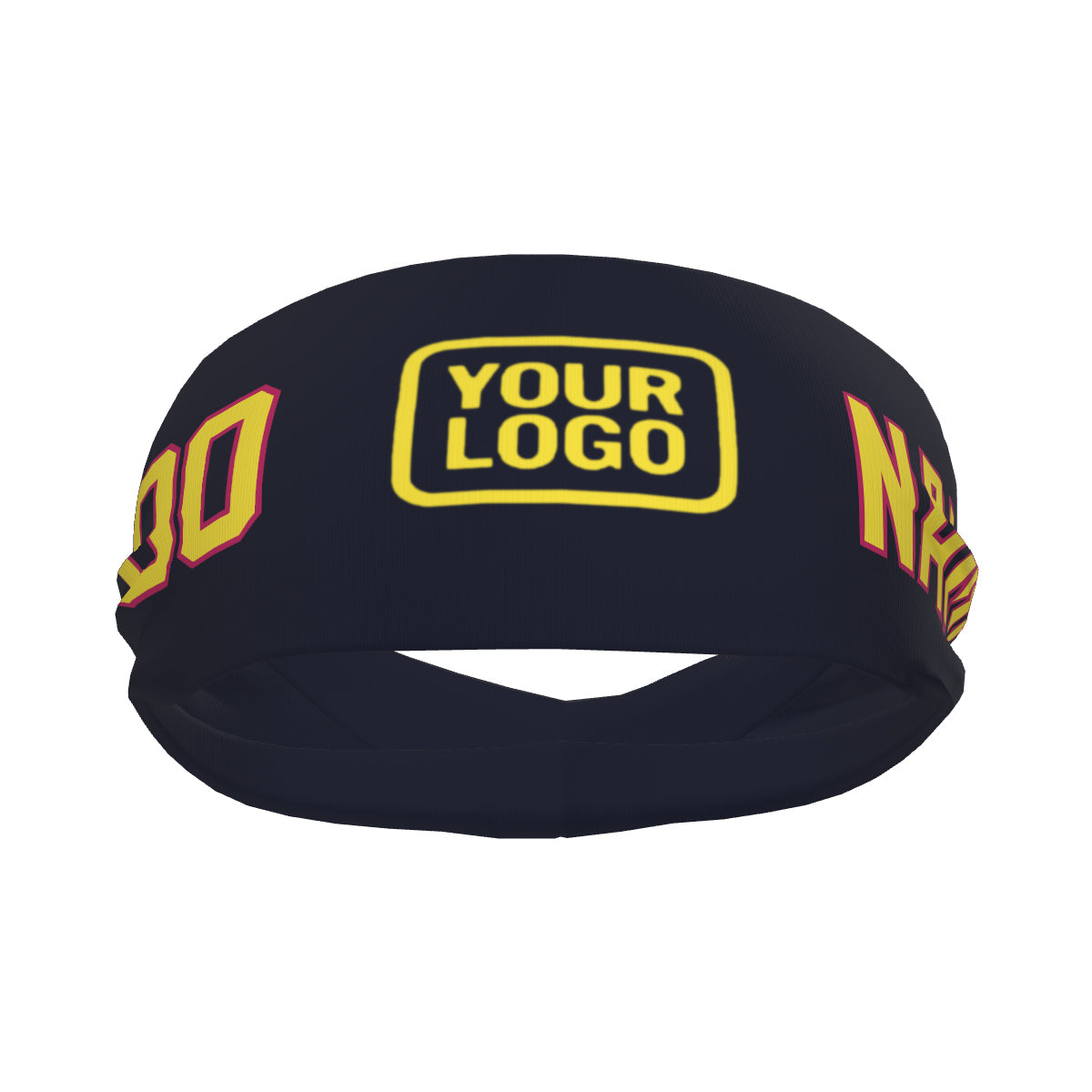 Custom Navy Light Yellow Sports headband