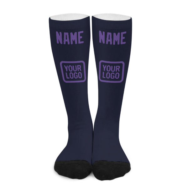 Custom Navy Light Purple Knee-High Sock