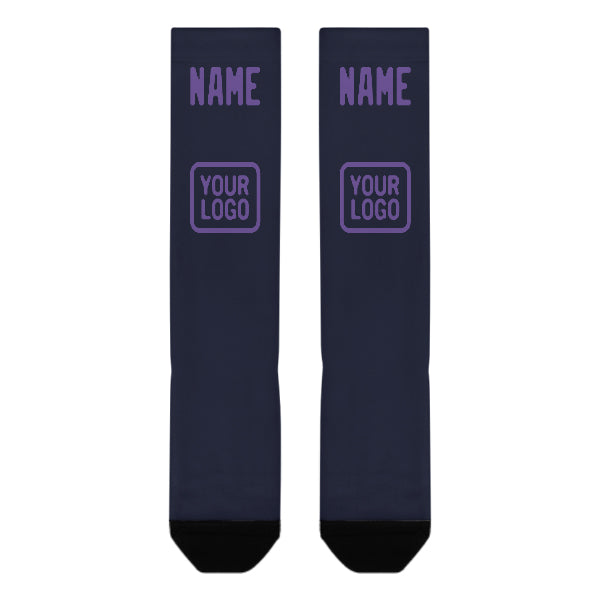 Custom Navy Light Purple Knee-High Sock