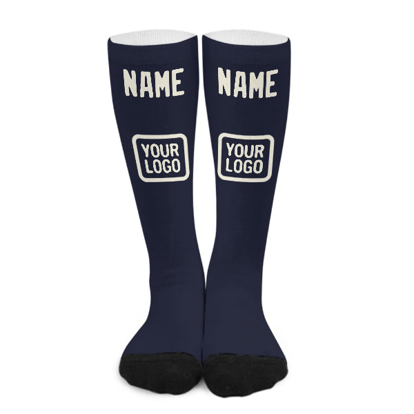 Custom Navy Cream Knee-High Sock
