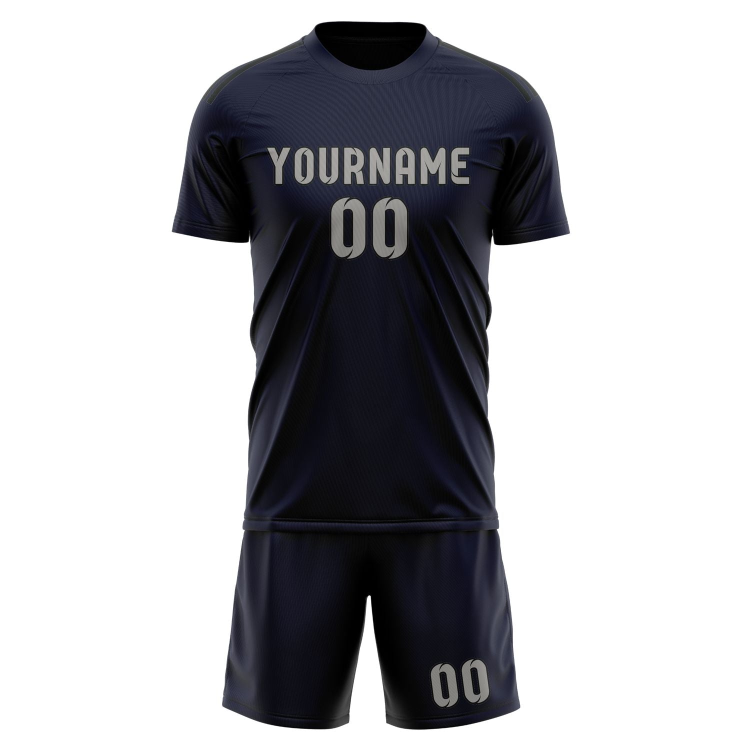 Custom Navy Gray Soccer Set