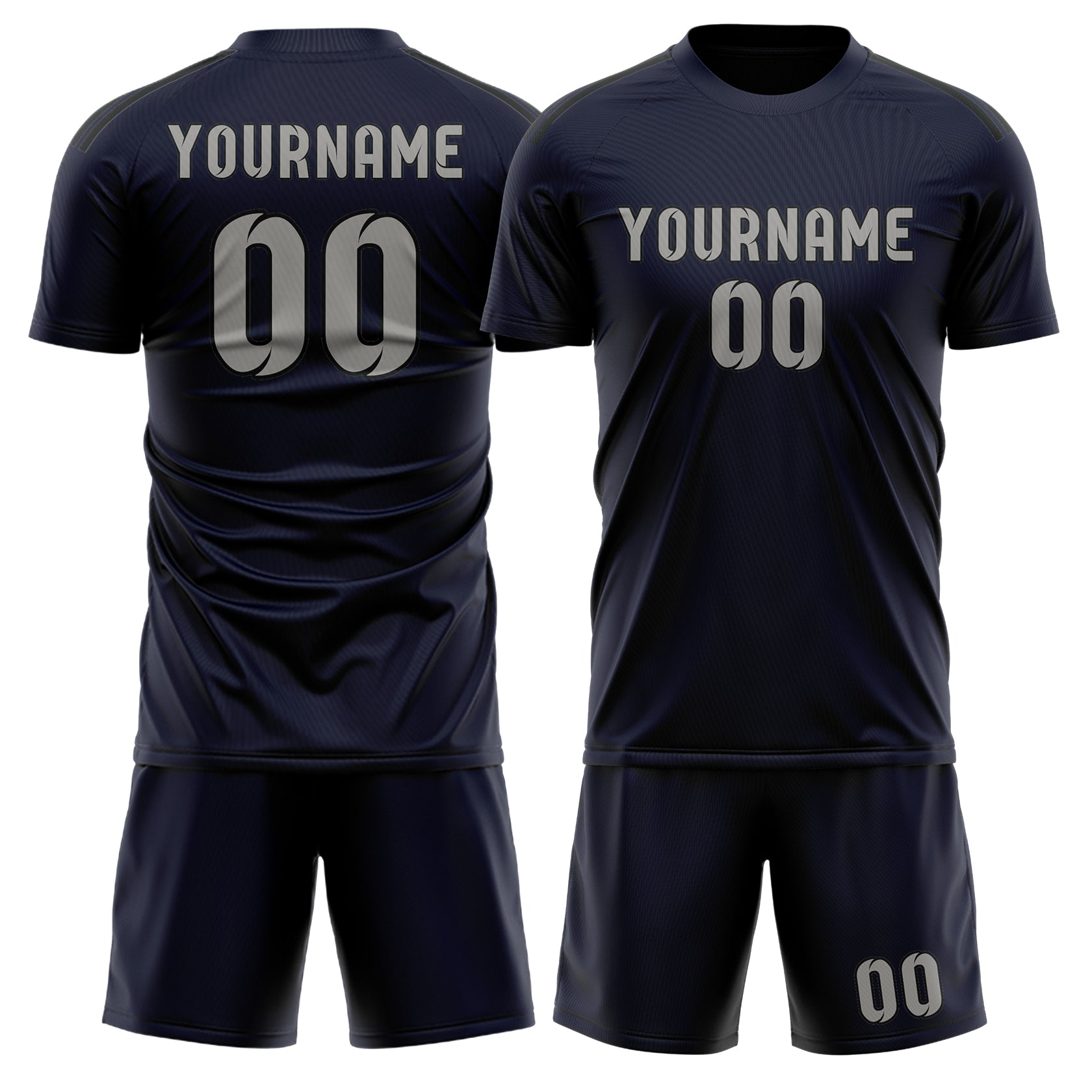 Custom Navy Gray Soccer Set