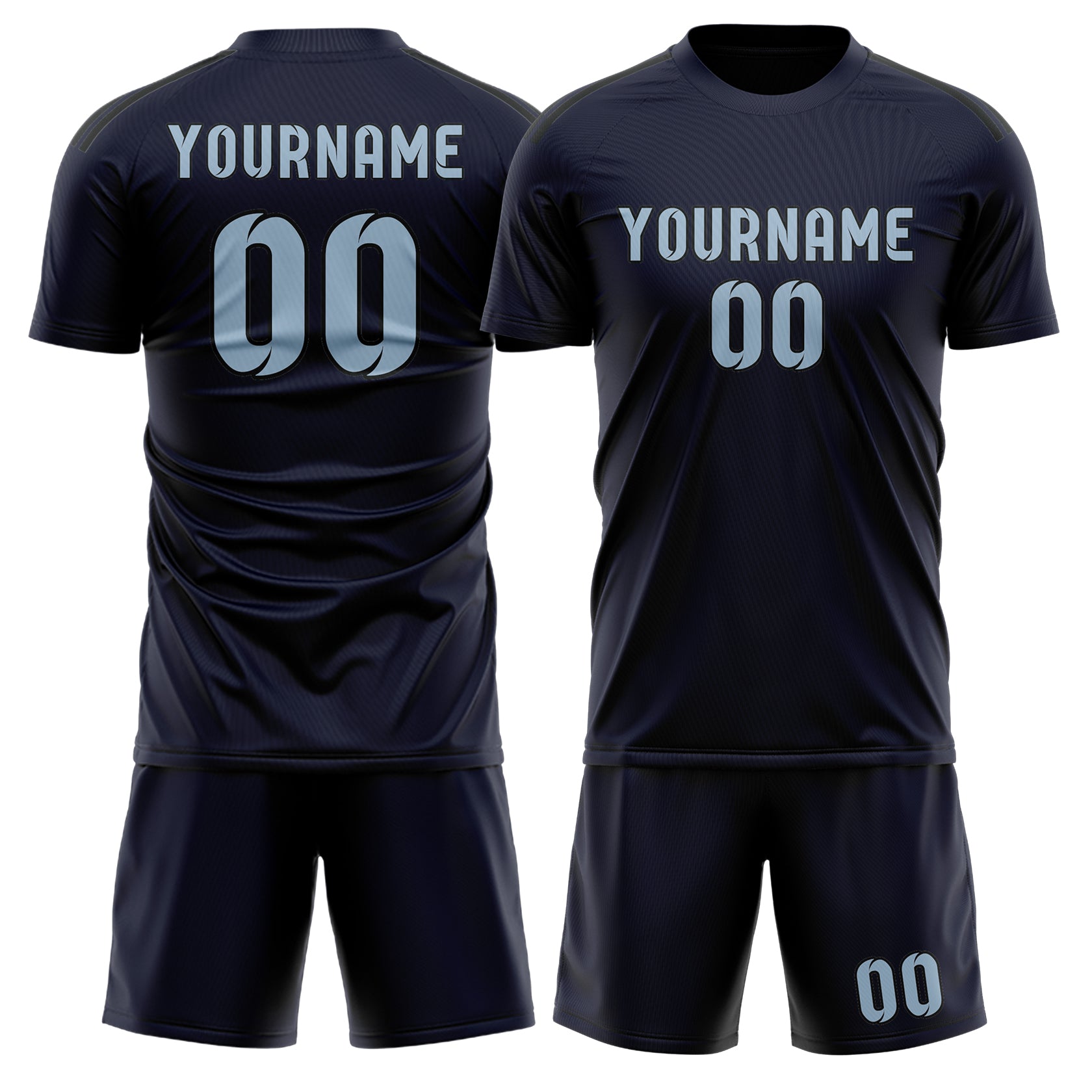 Custom Navy Light Blue Soccer Set