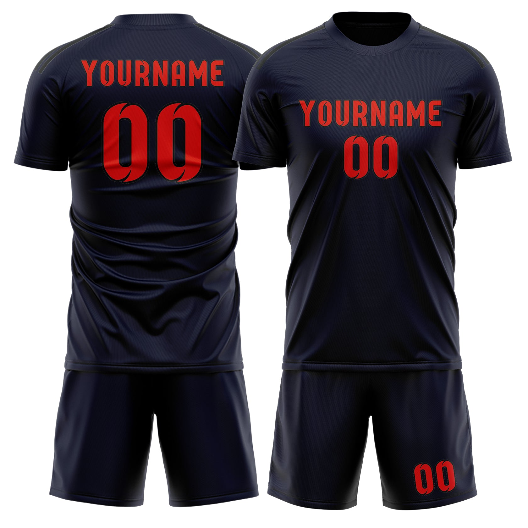 Custom Navy Orange Red Soccer Set