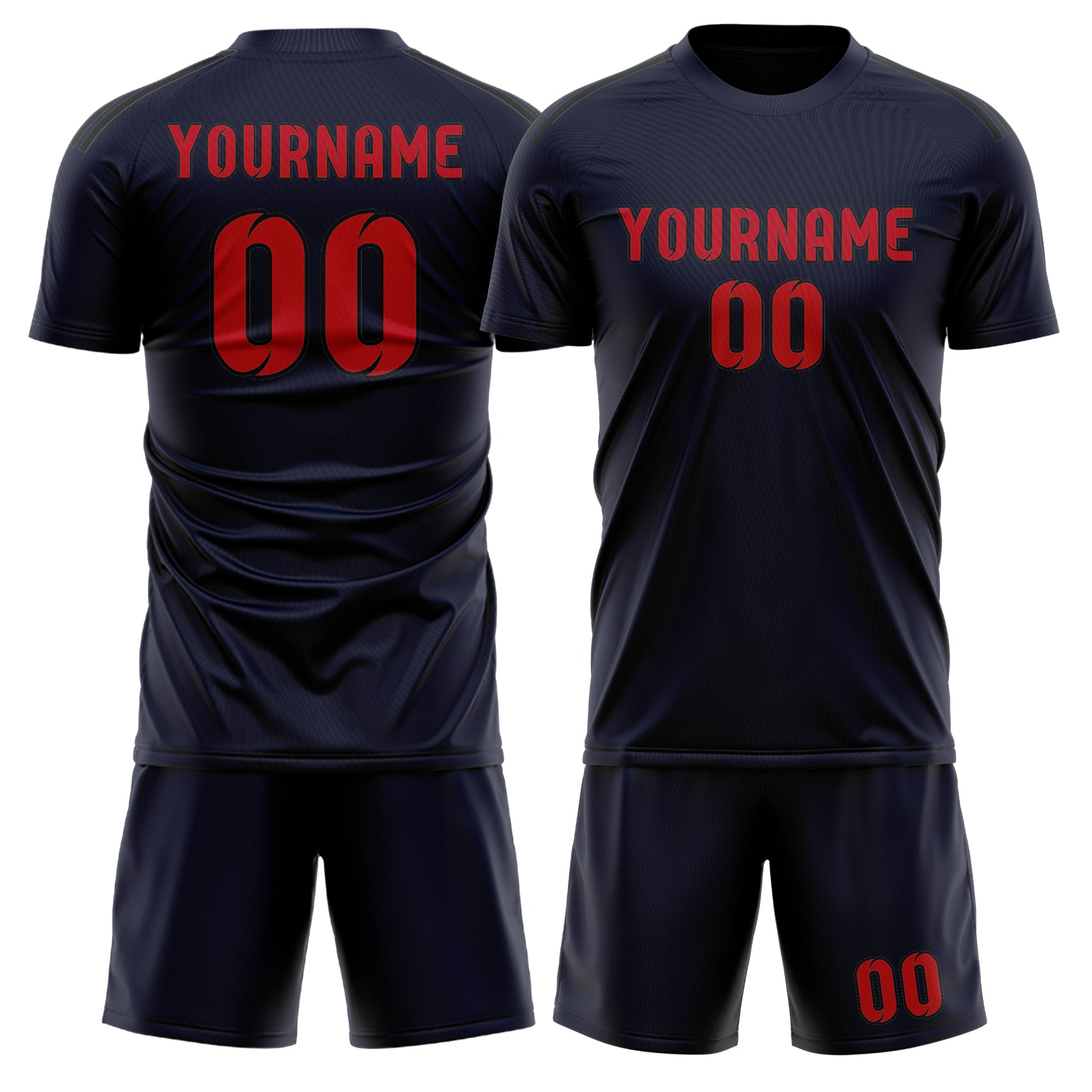 Custom Navy Red Soccer Set