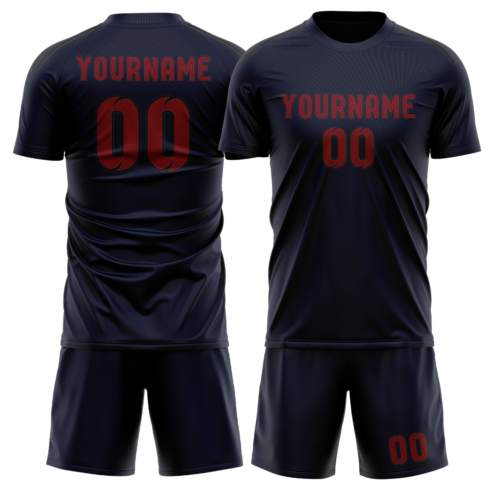 Custom Navy Crimson Red Soccer Set