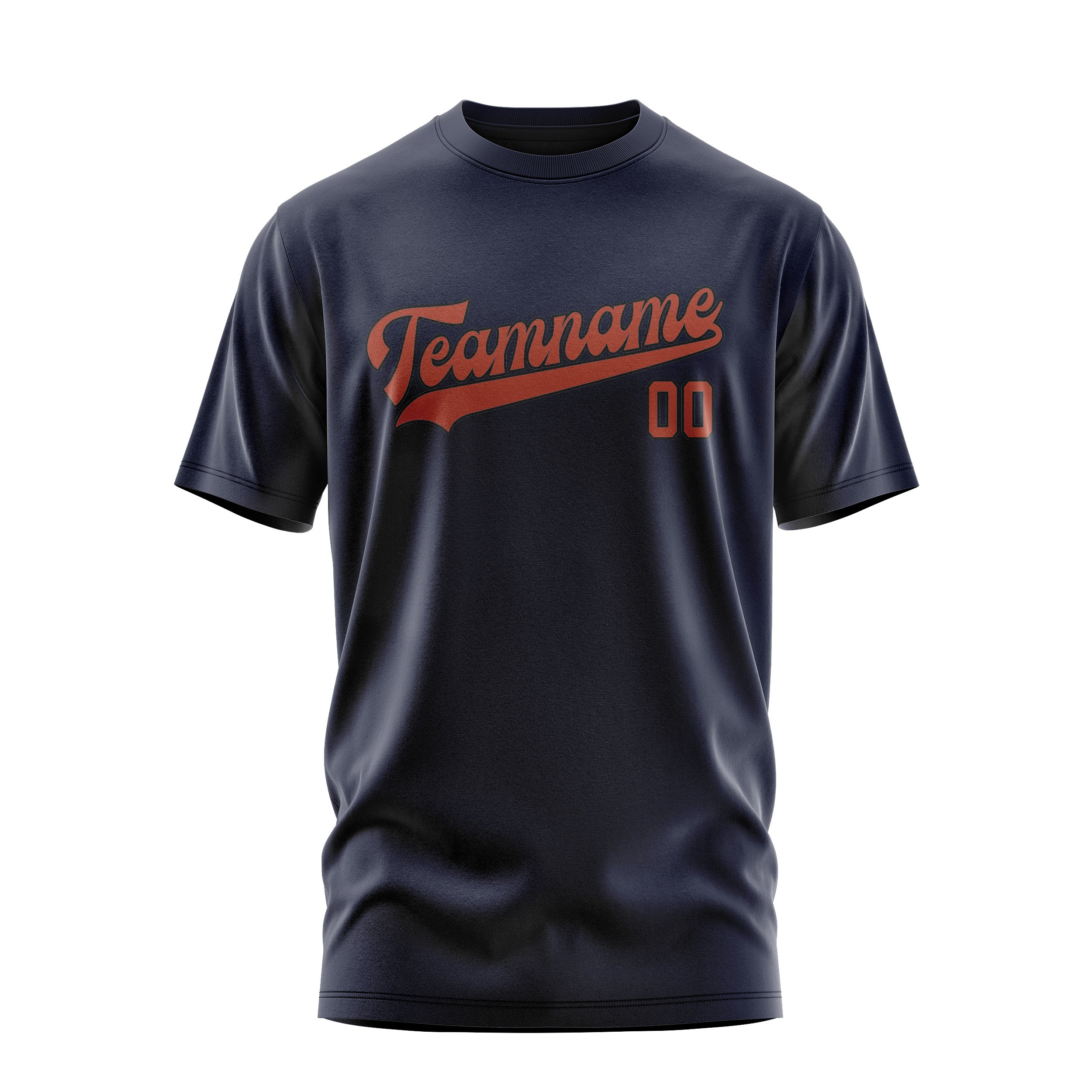 Custom Navy Coral Red T-Shirt