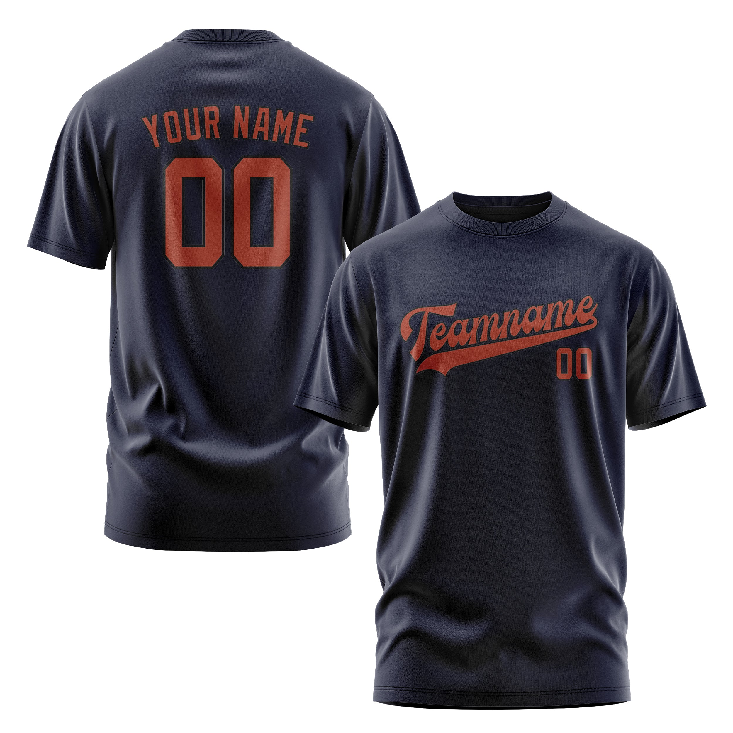 Custom Navy Coral Red T-Shirt