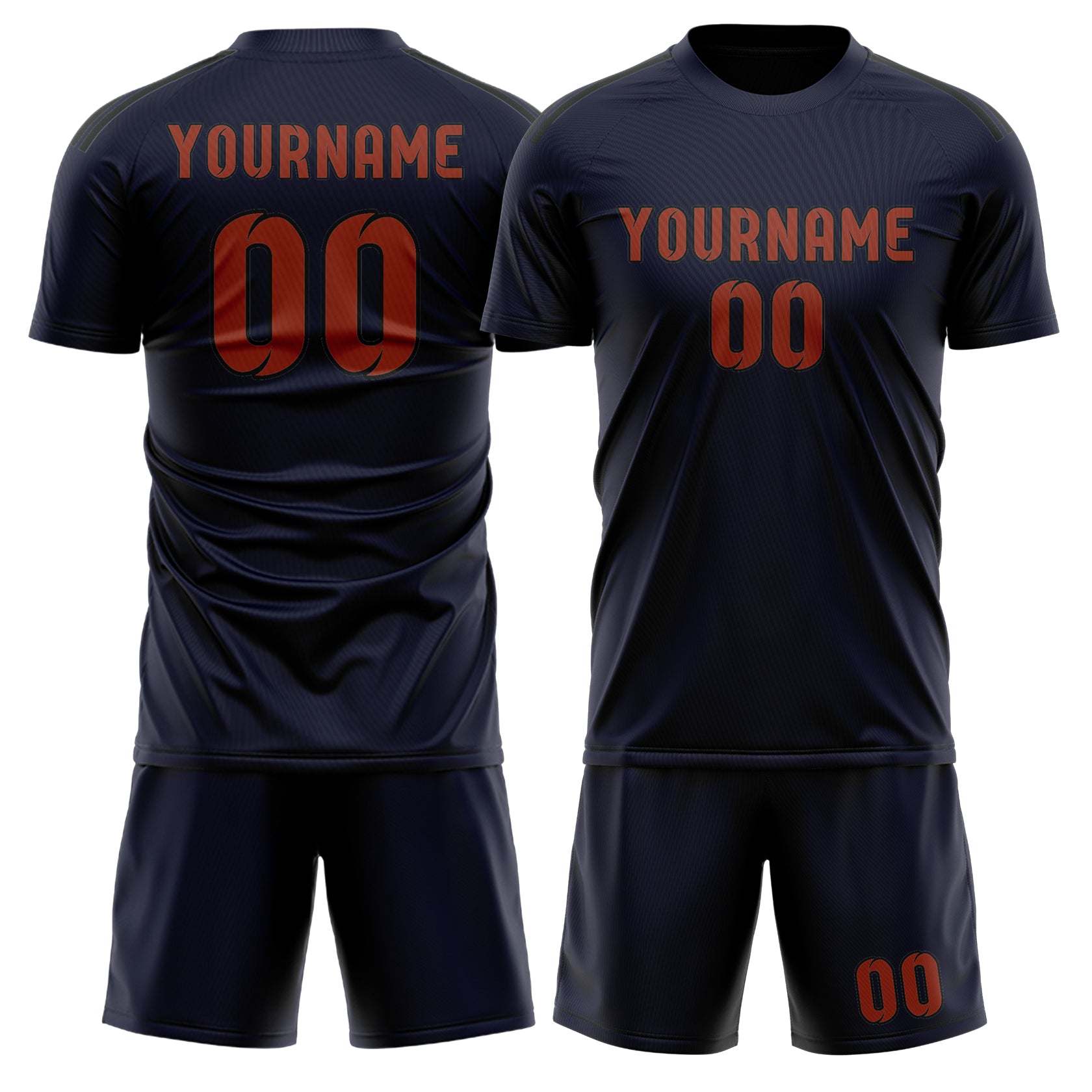 Custom Navy Coral Red Soccer Set