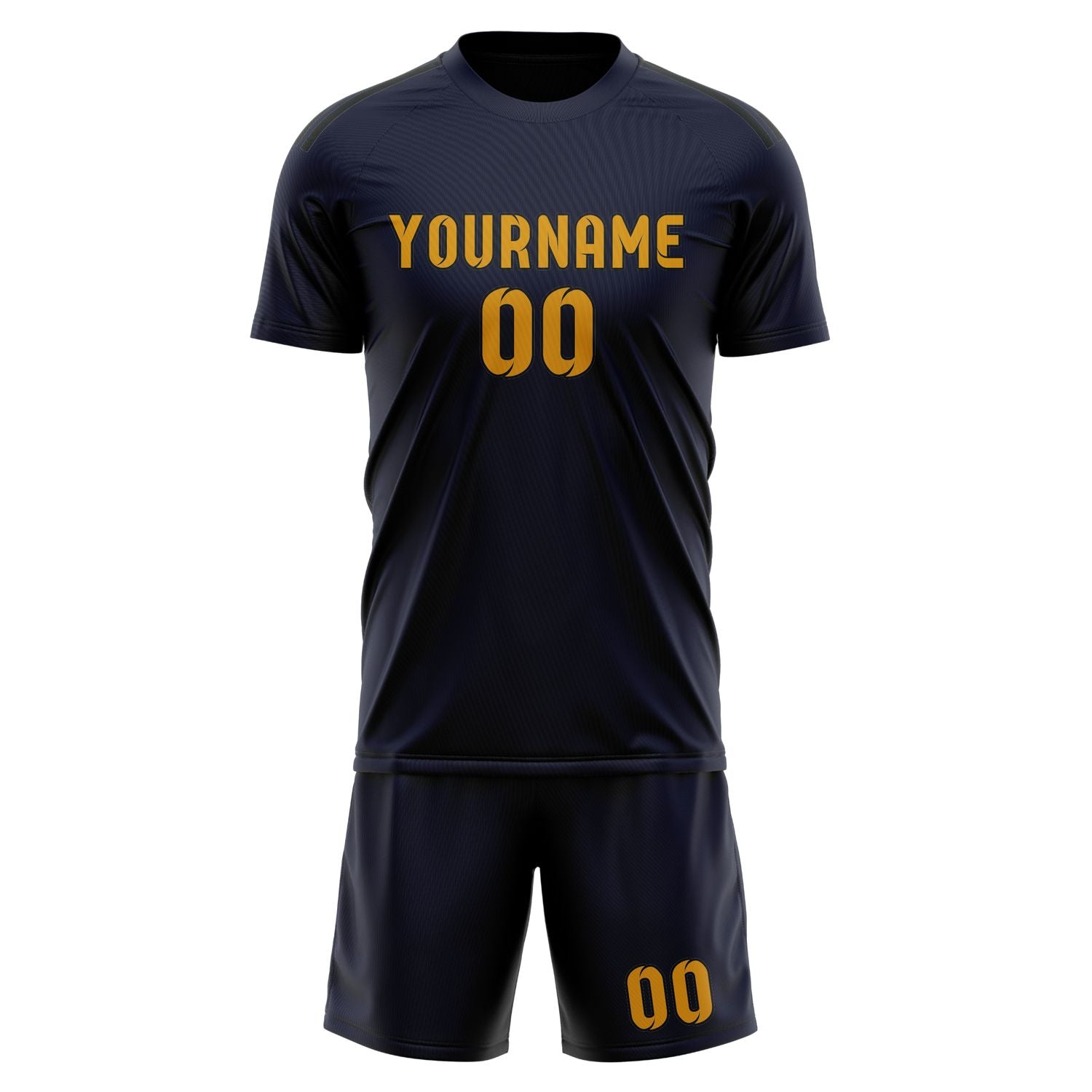 Custom Navy Yellow Soccer Set