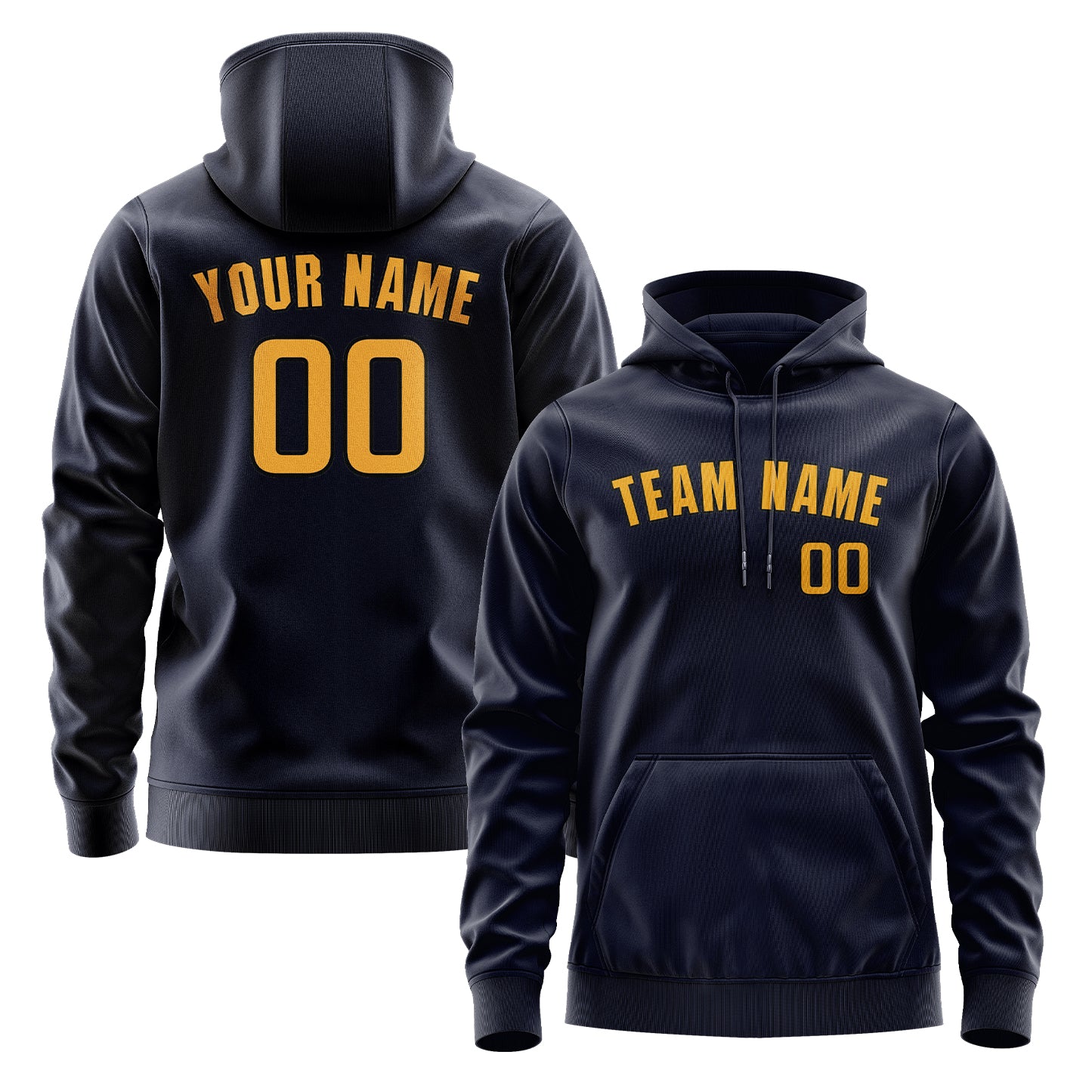 Custom Navy Yellow Hoodie