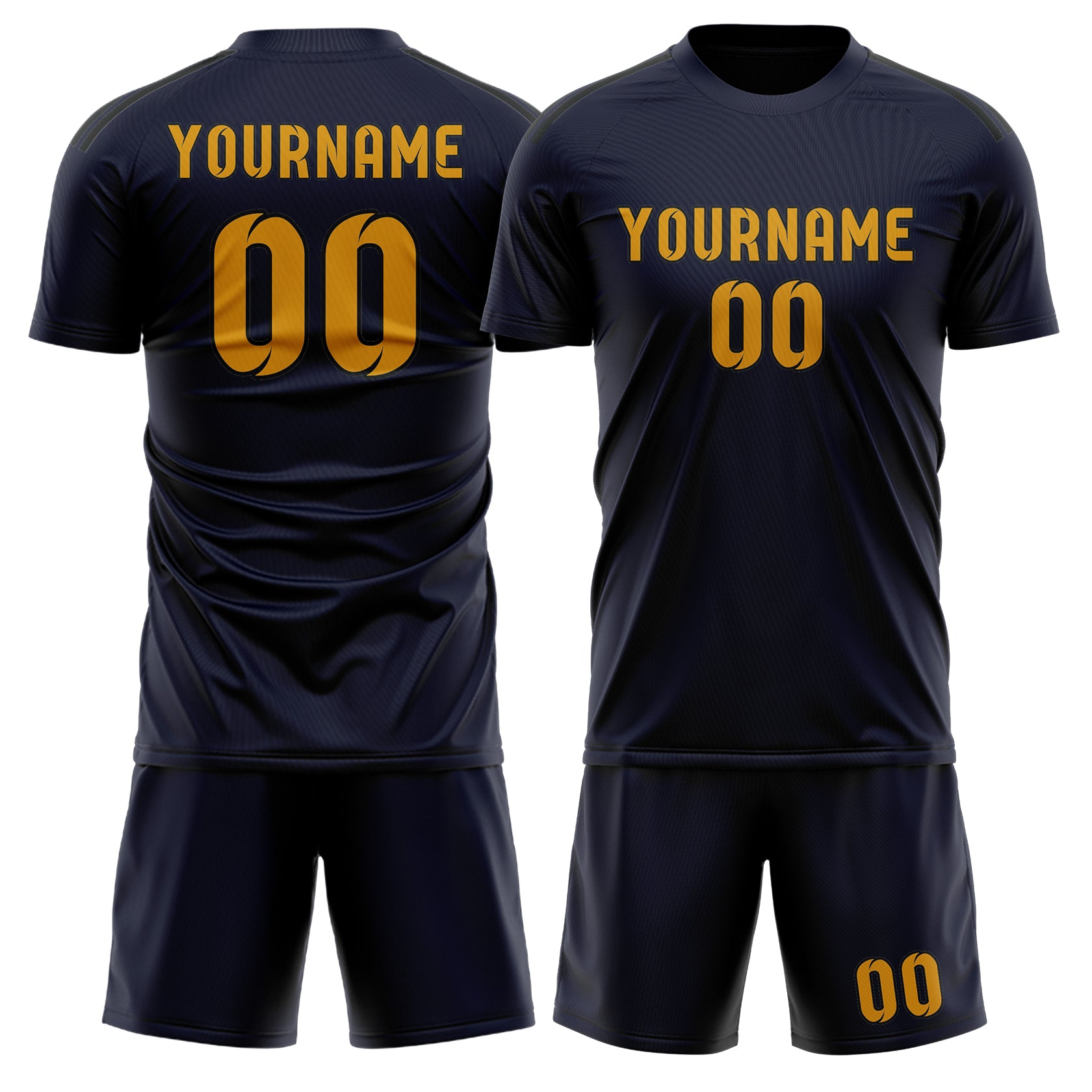 Custom Navy Yellow Soccer Set
