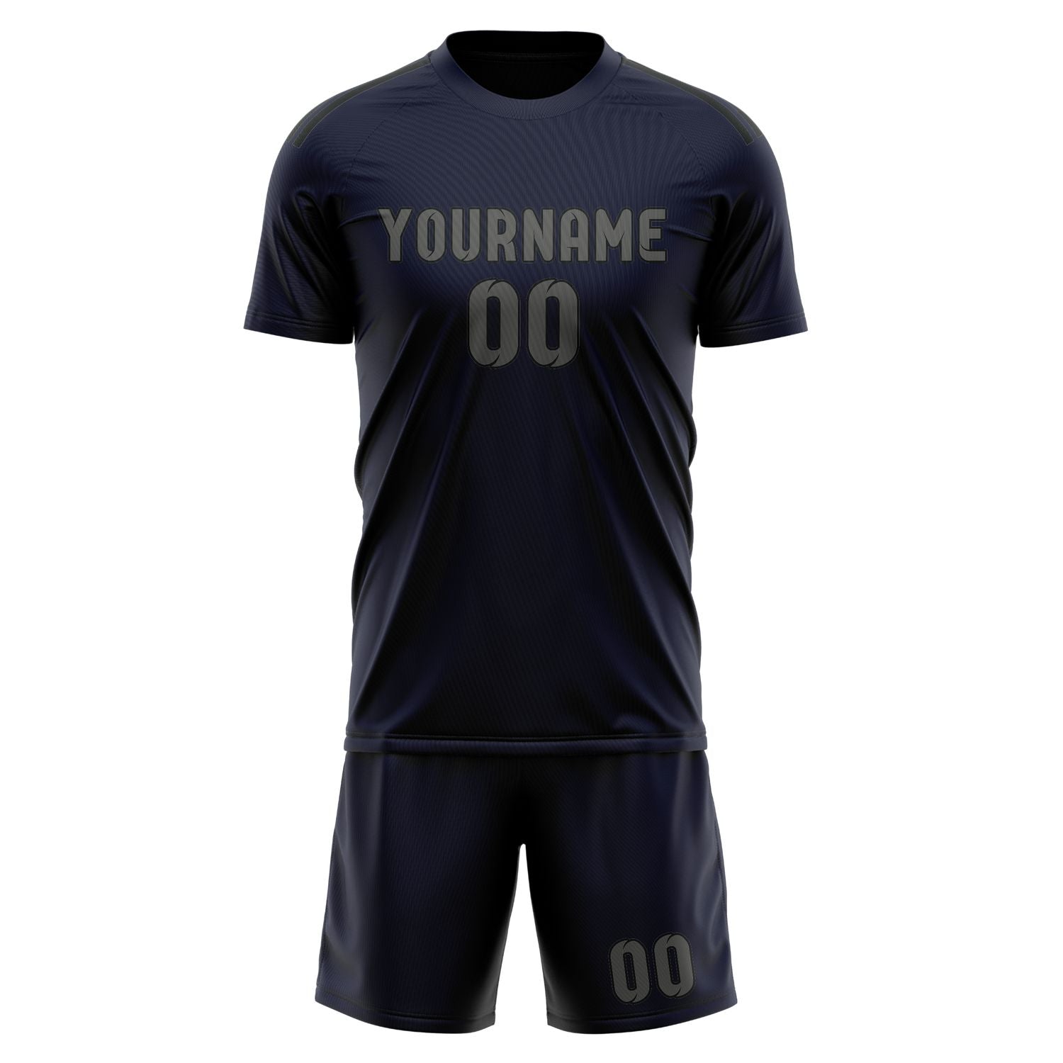 Custom Navy Dark Grey Soccer Set