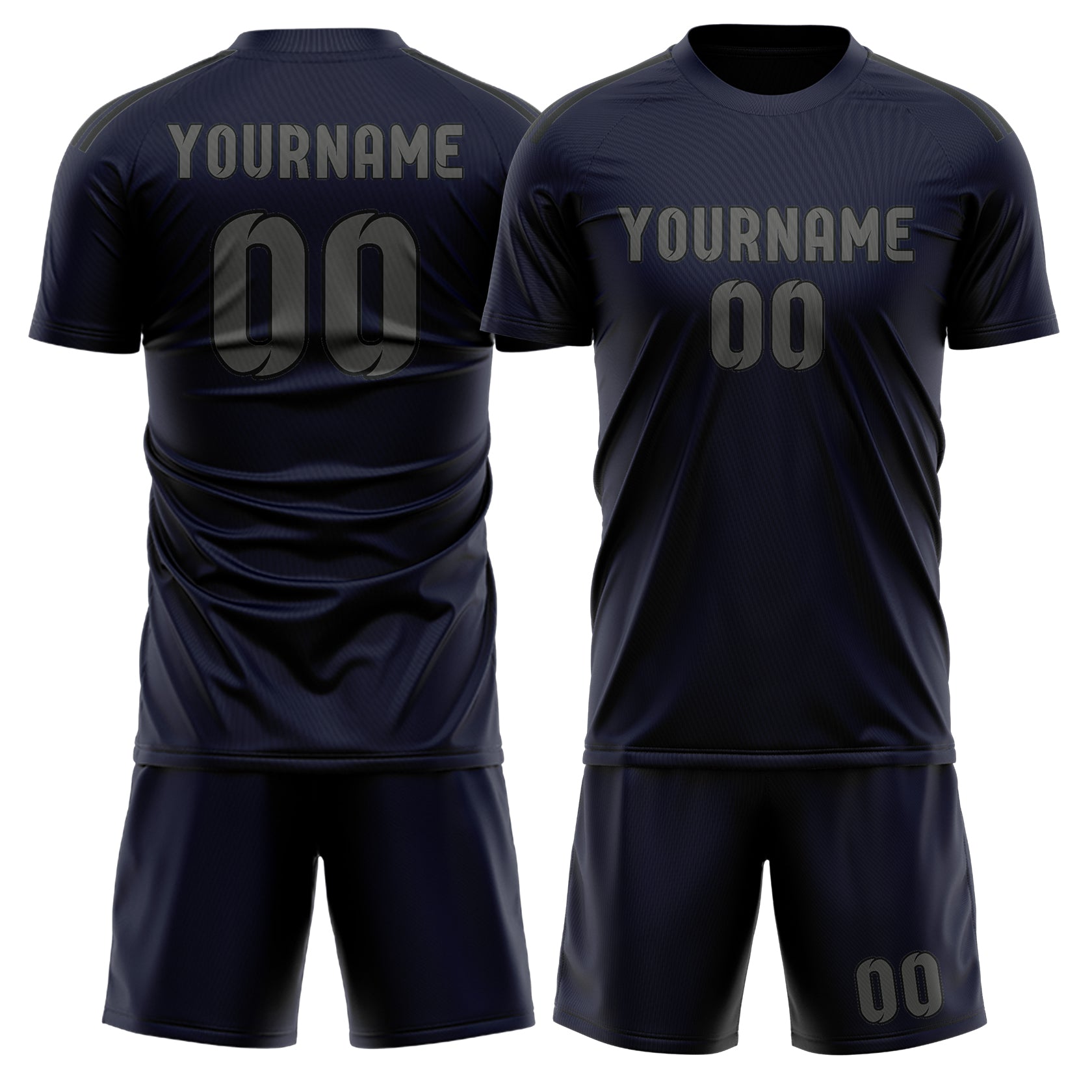 Custom Navy Dark Grey Soccer Set