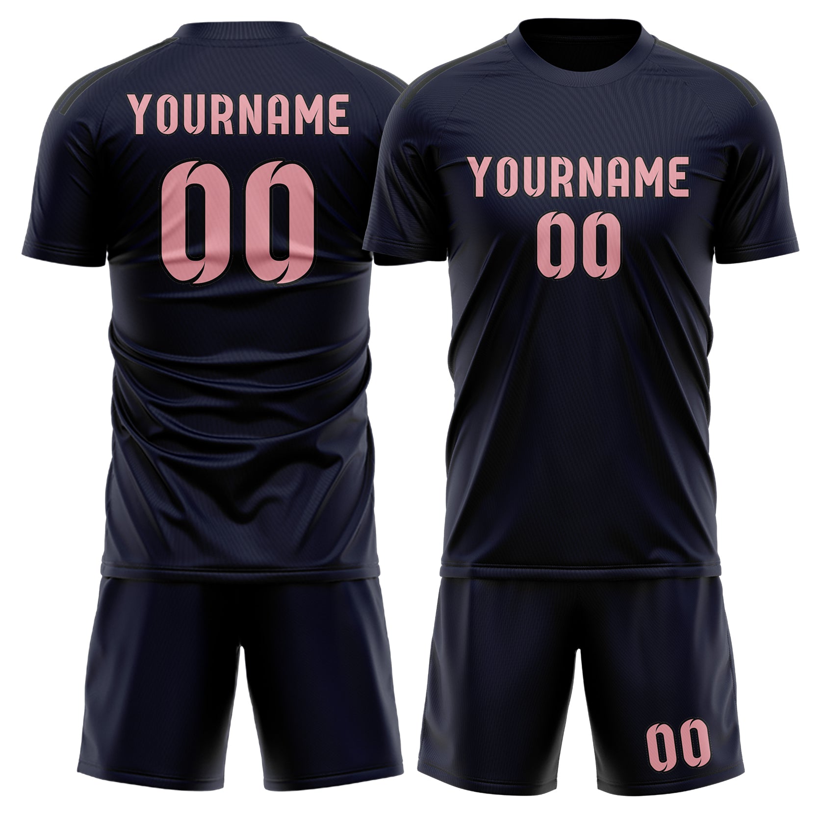 Custom Navy Light Pink Soccer Set