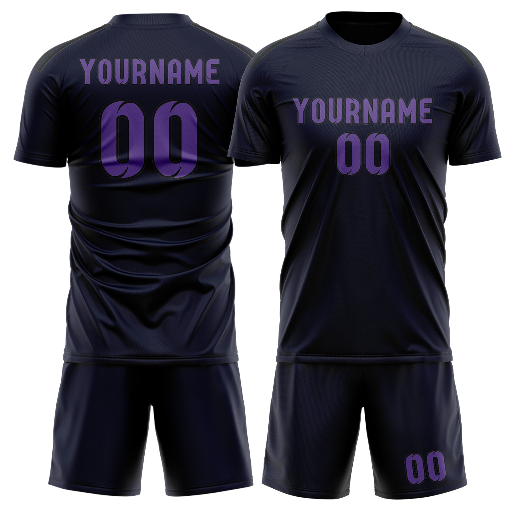 Custom Navy Light Purple Soccer Set