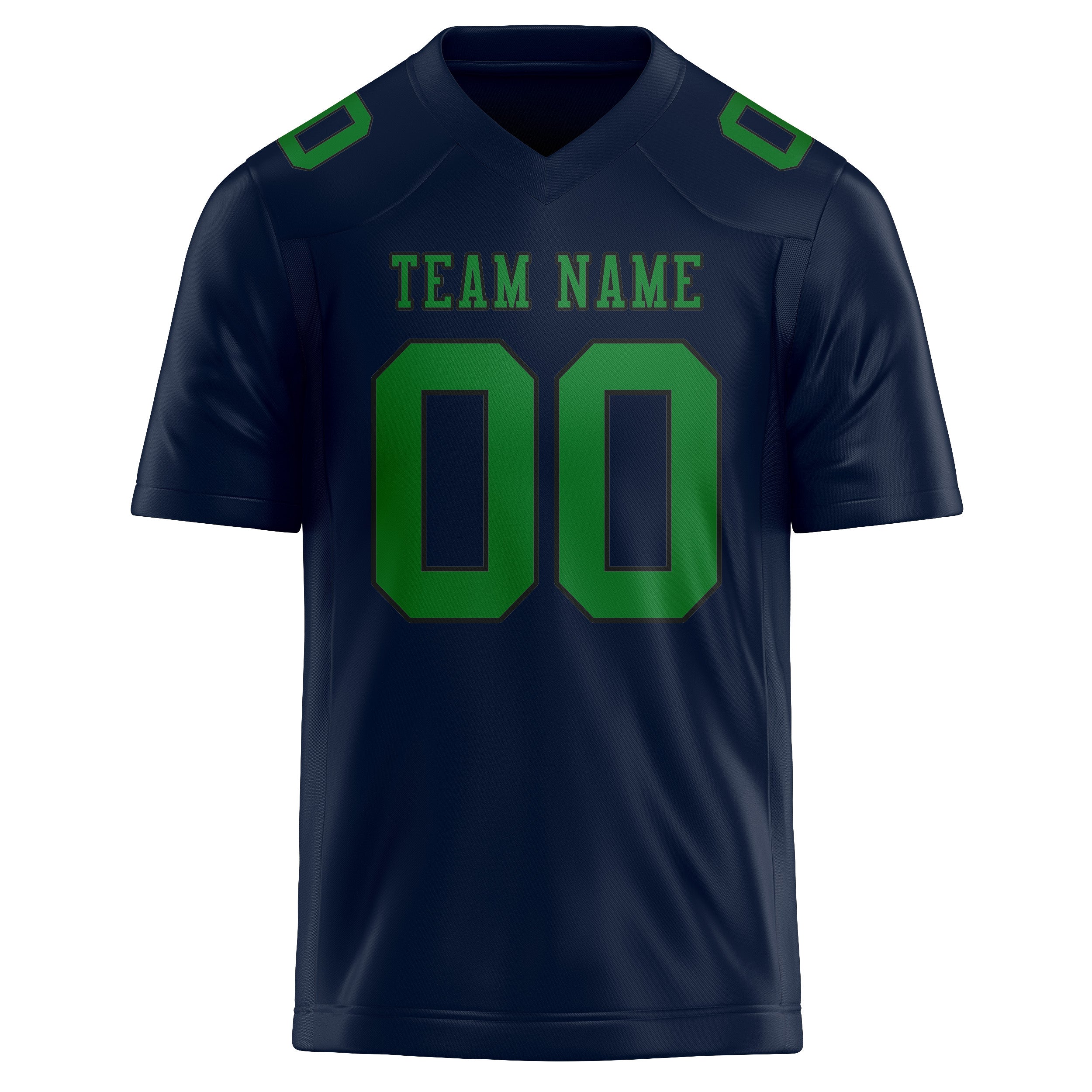 Custom Navy Emerald Green Football Jersey