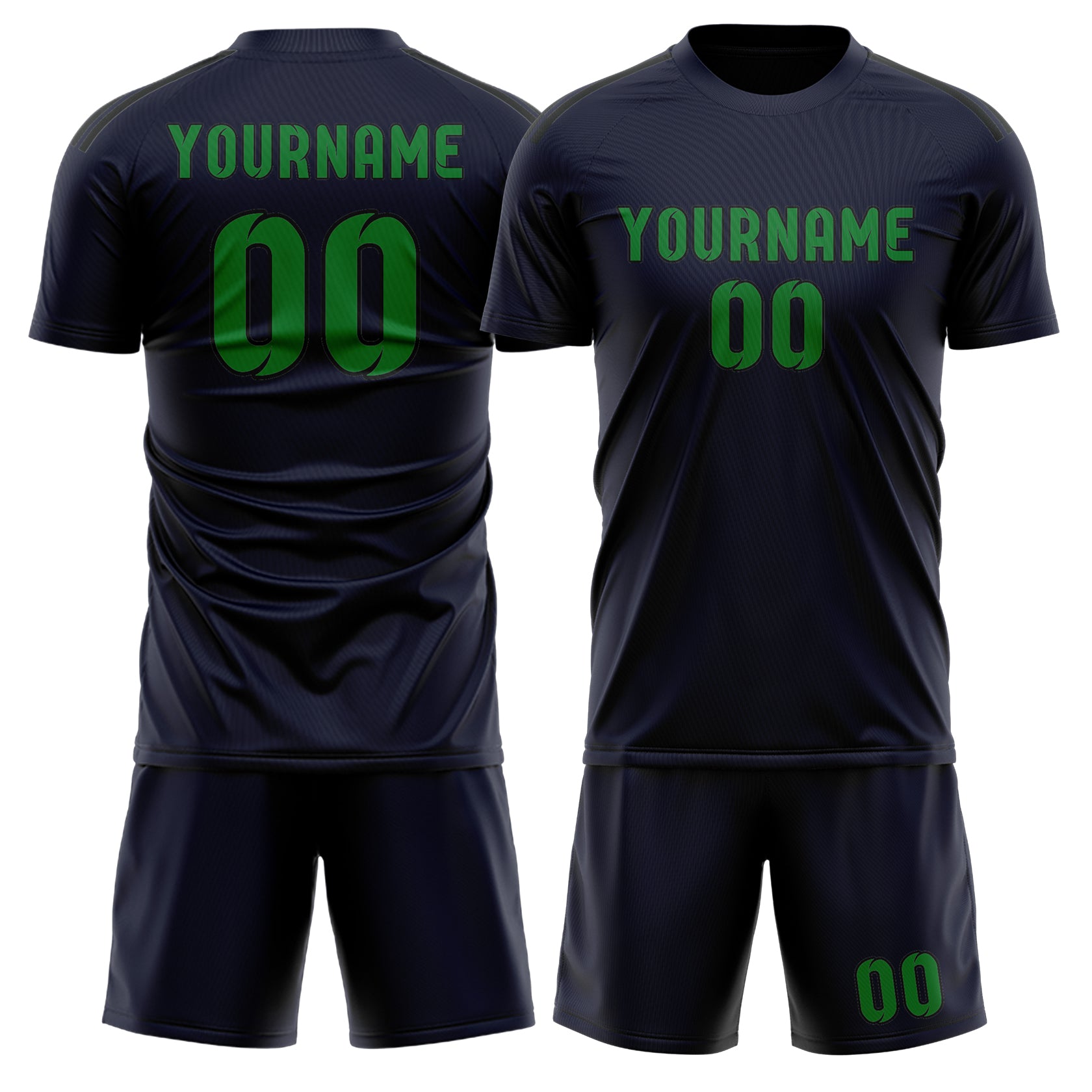 Custom Navy Emerald Green Soccer Set