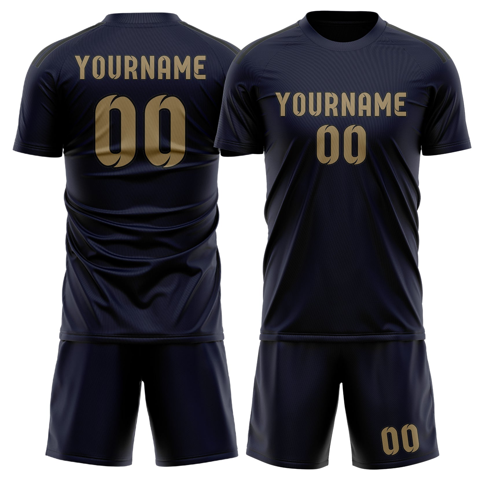Custom Navy Light Khaki Soccer Set