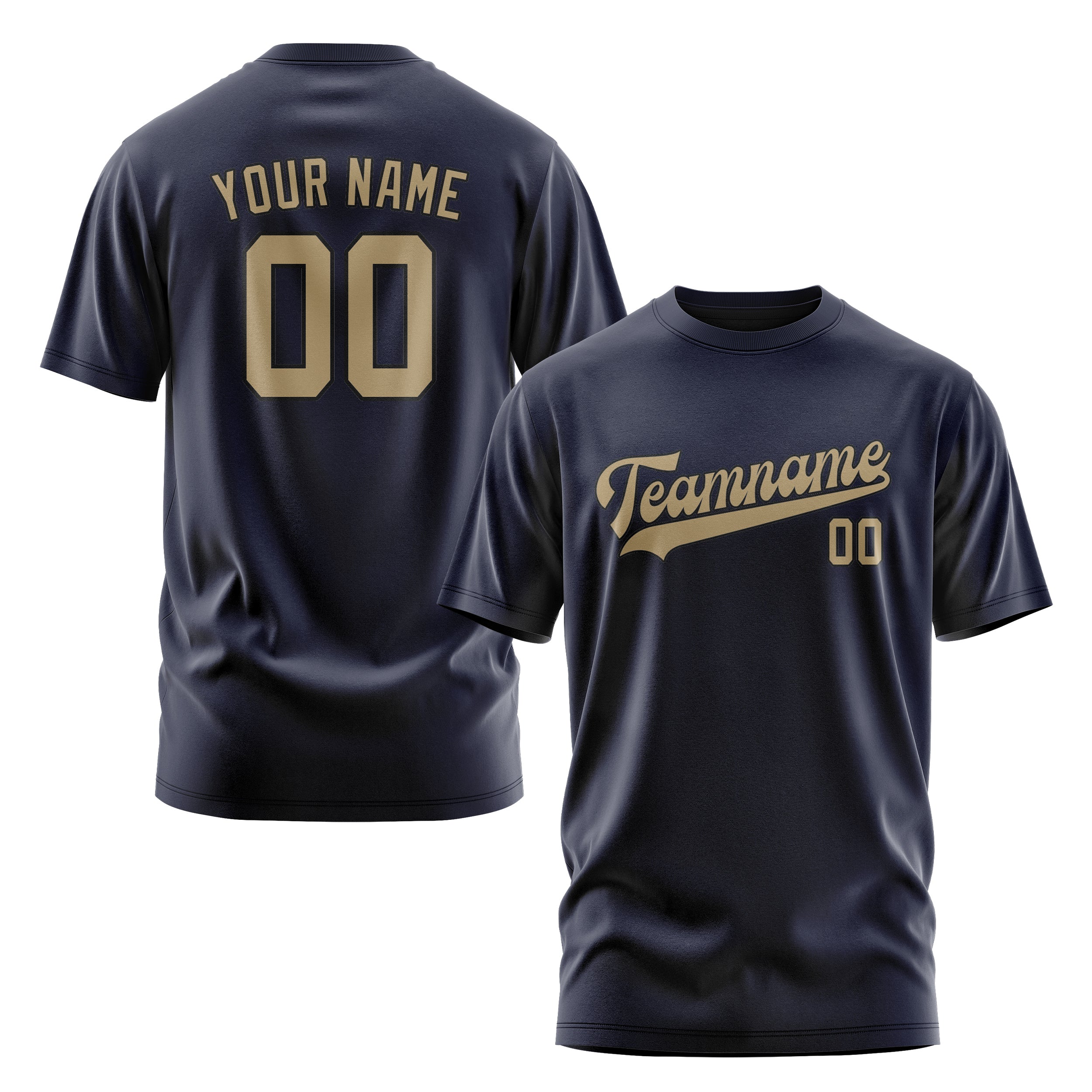 Custom Navy Light Khaki T-Shirt