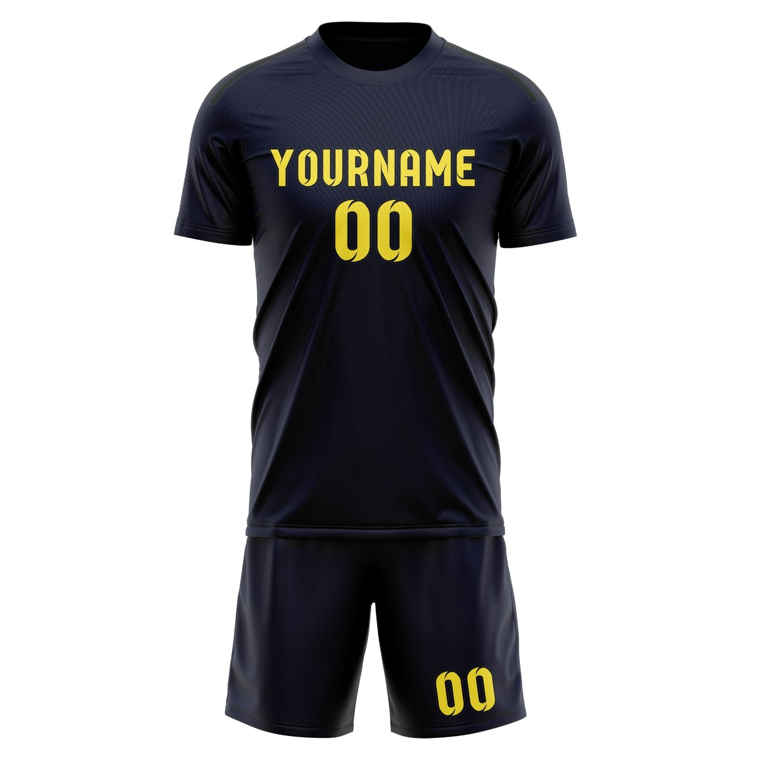 Custom Navy Light Yellow Soccer Set