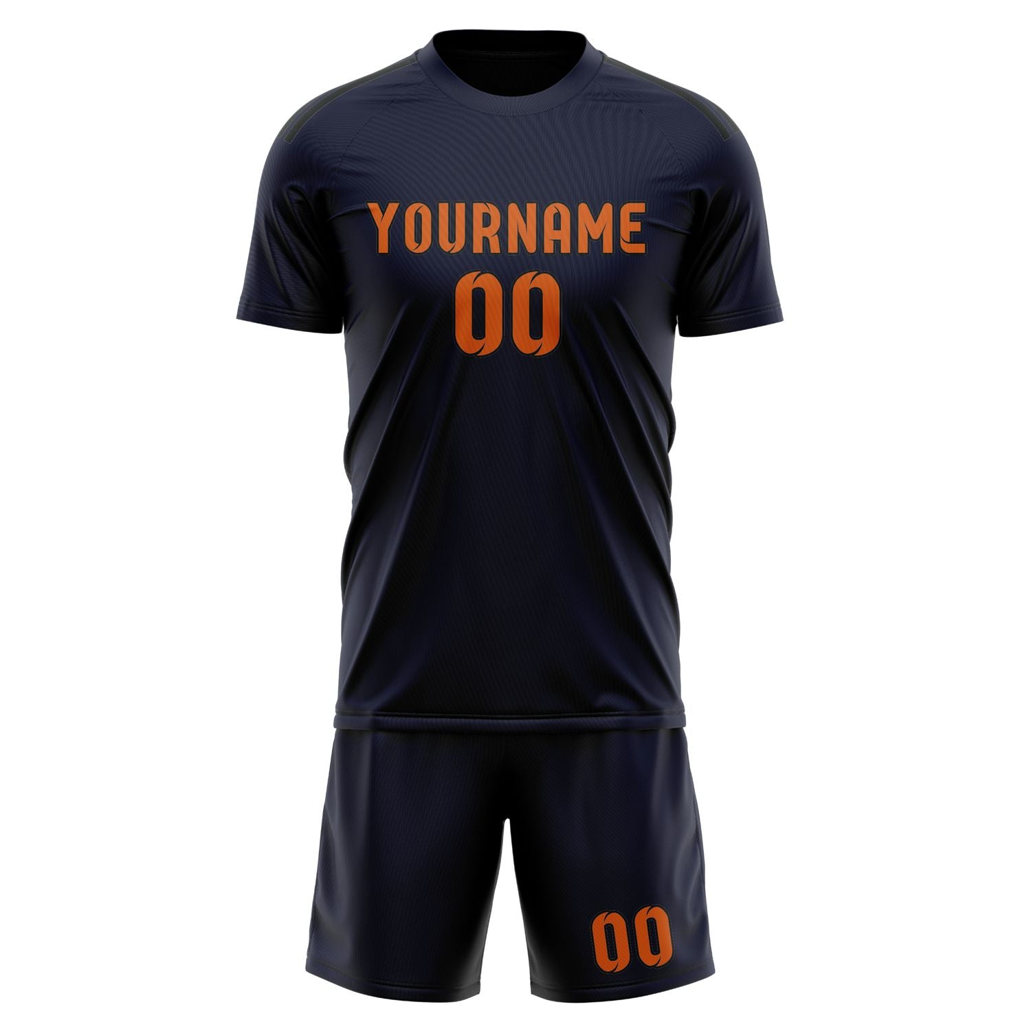 Custom Navy Orange Soccer Set