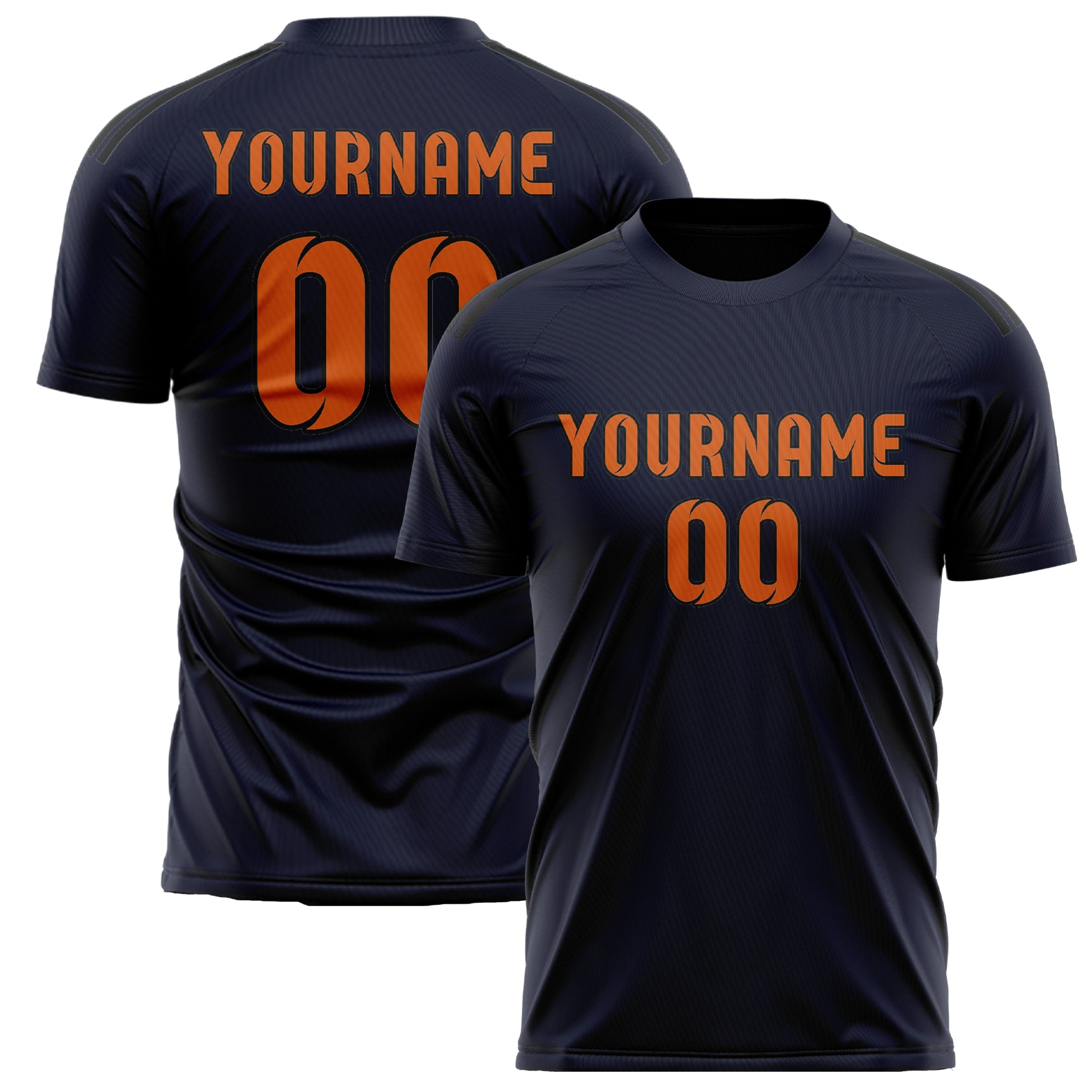 Custom Navy Orange Soccer Jersey