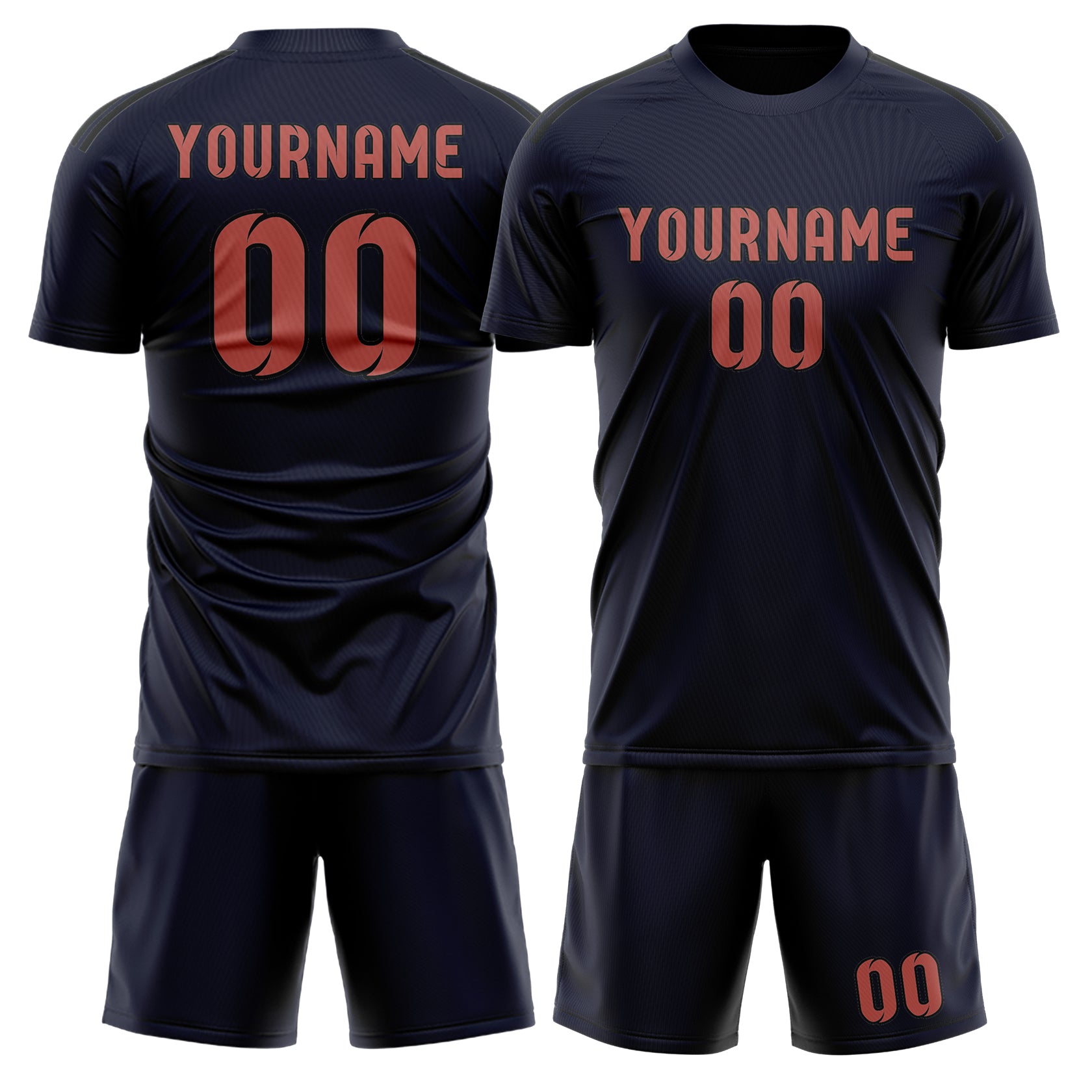 Custom Navy Copper Rose Soccer Set