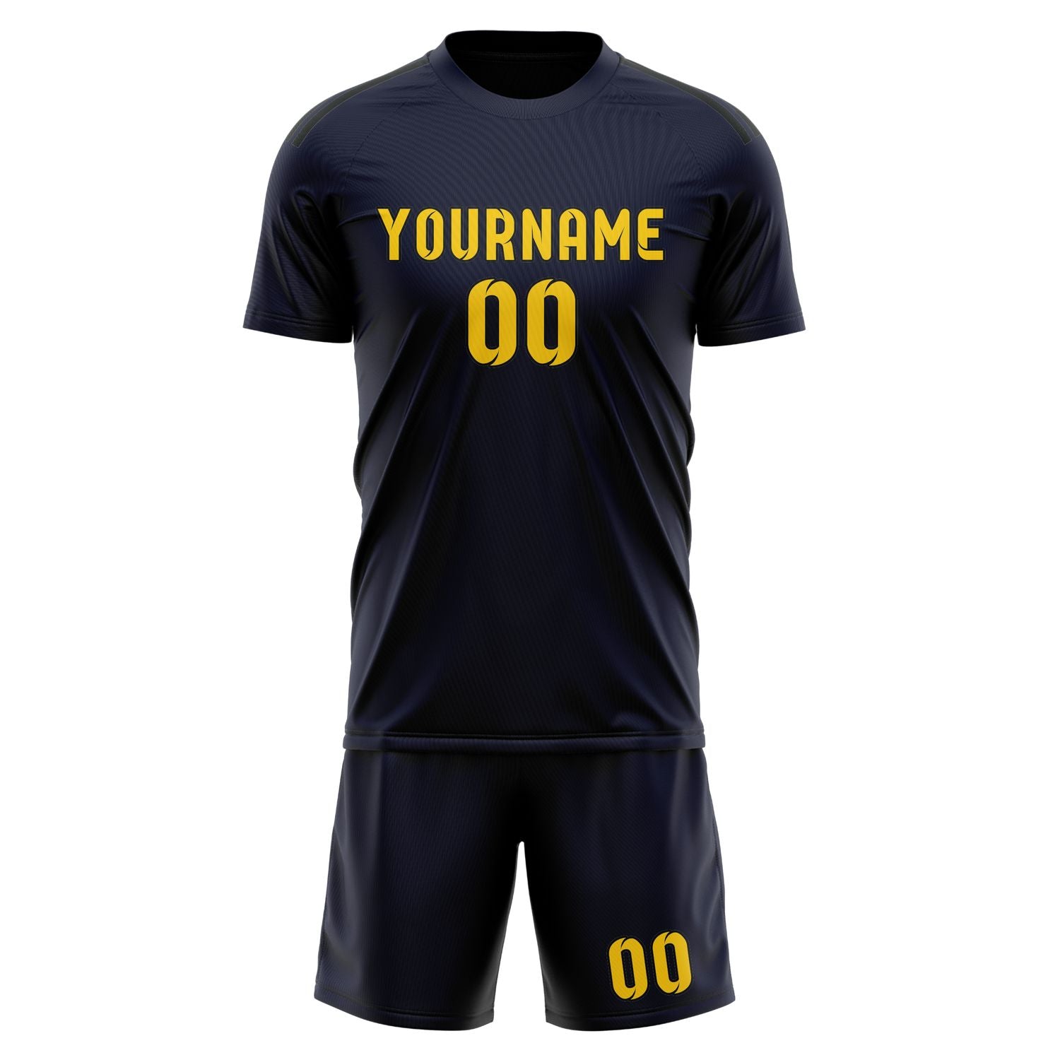Custom Navy Gold Soccer Set