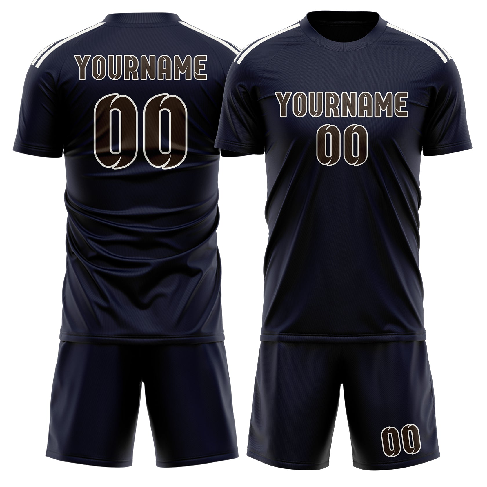 Custom Navy Brown Soccer Set