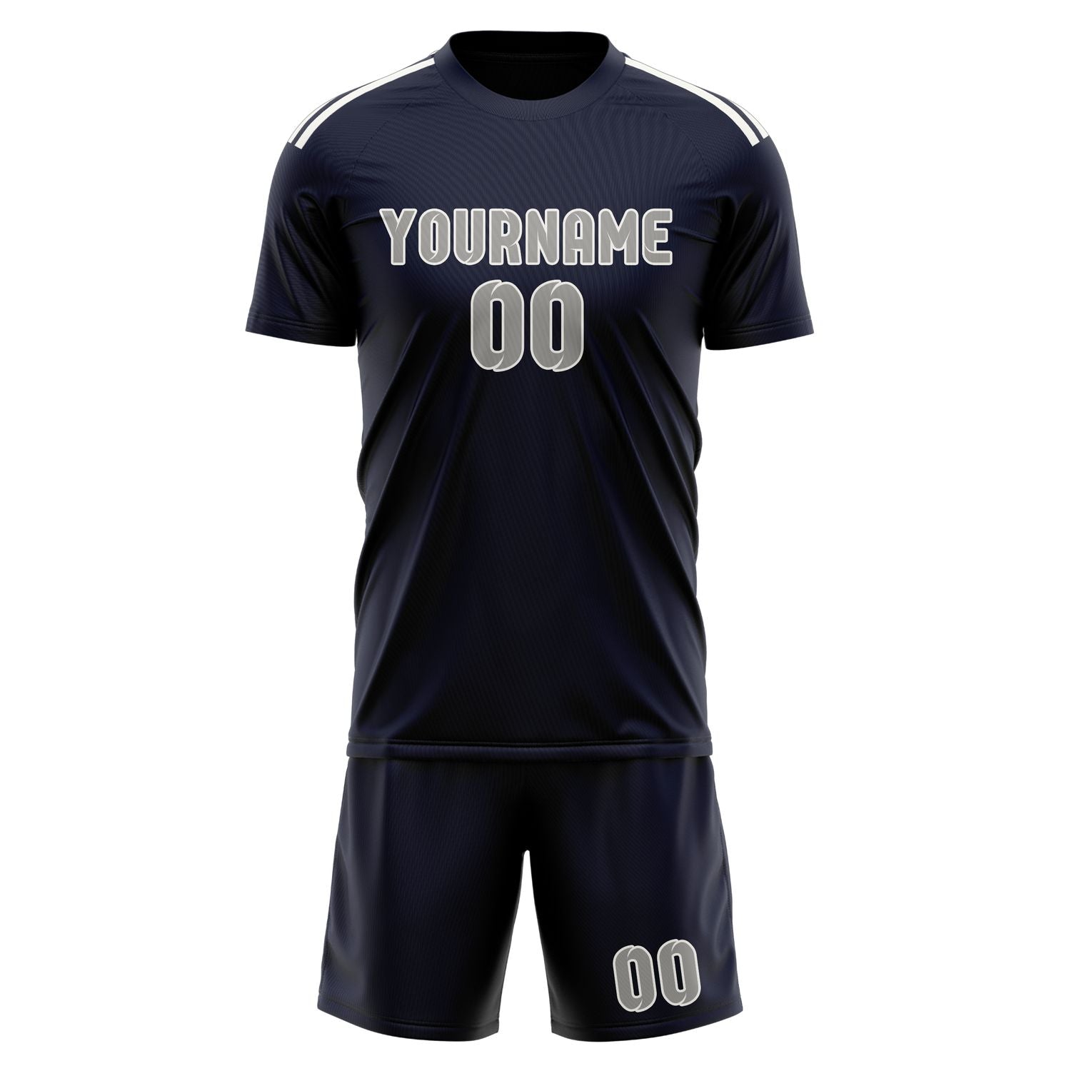 Custom Navy Gray Soccer Set